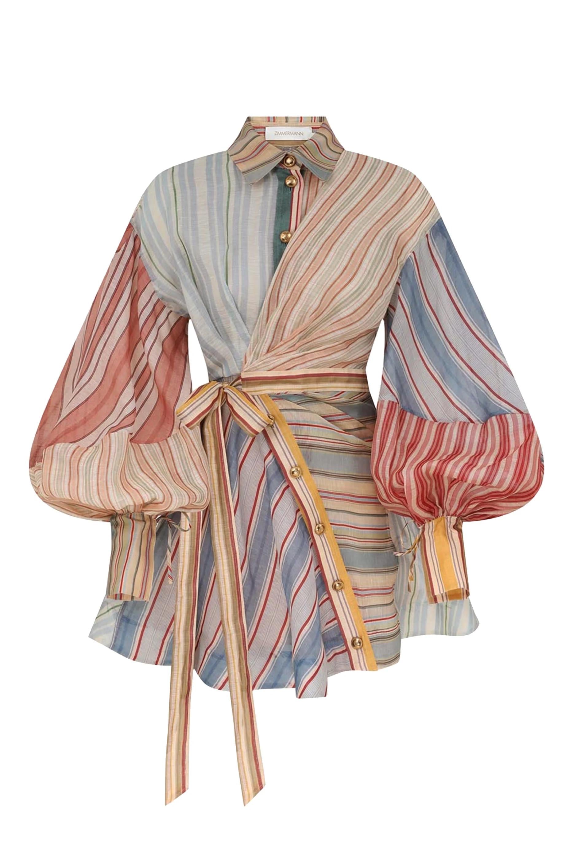 ZIMMERMANN Rebellion Striped puff-sleeve Mini Dress