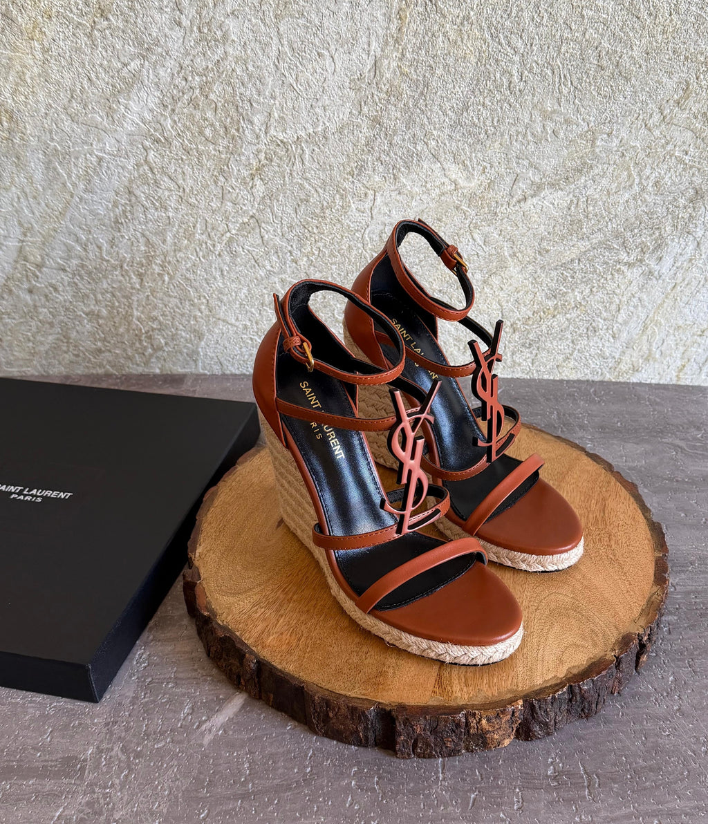 Saint Laurent Cassandra Espadrille Wedge Sandals
