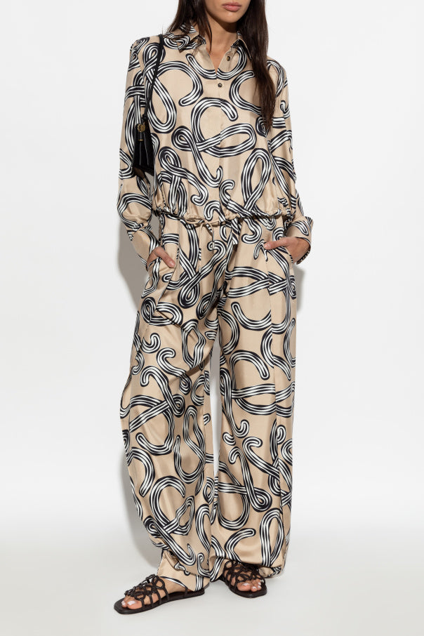 Loewe x Paula's Ibiza Anagram-Print Silk Twill Set