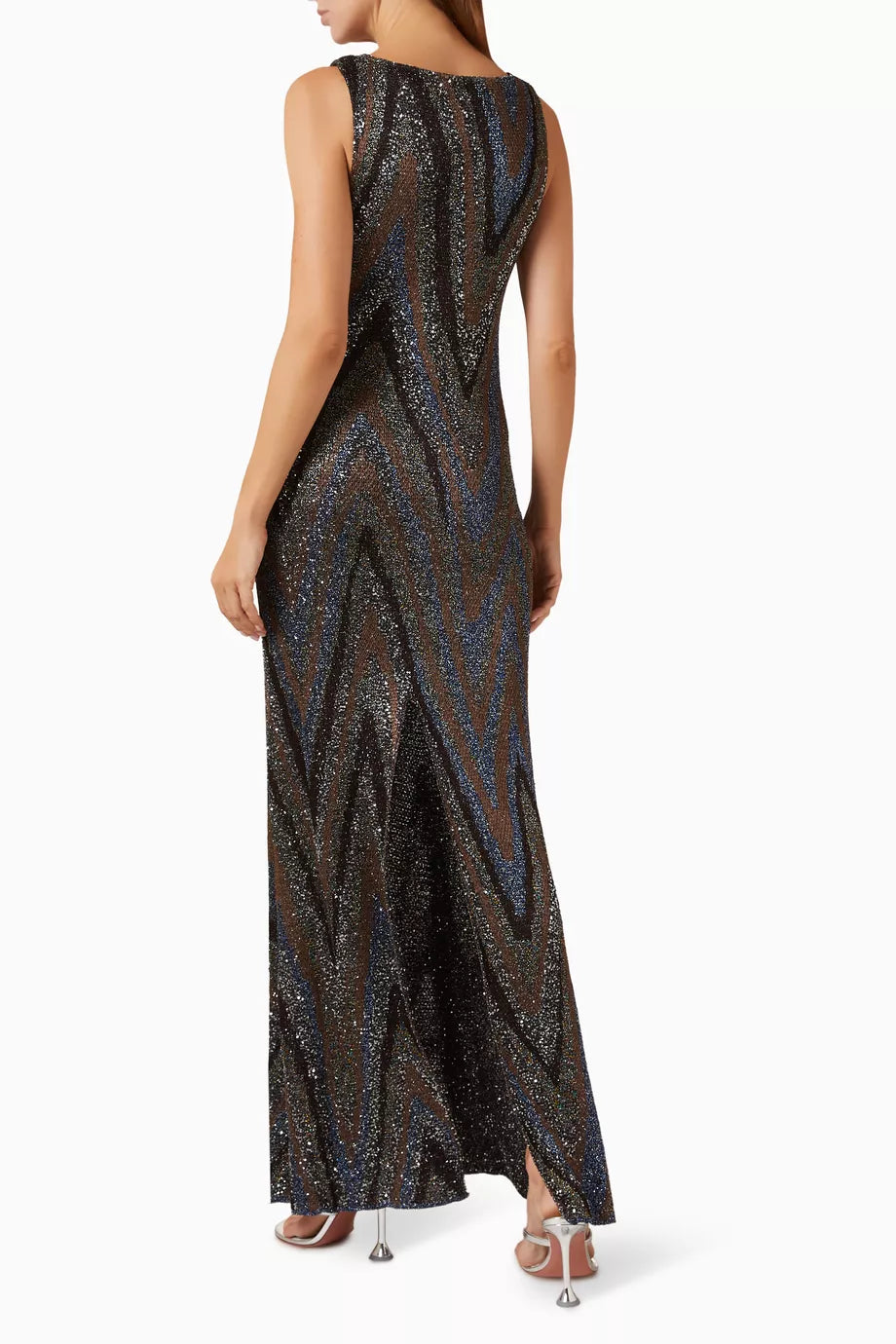 Missoni Sequin-Embellished Striped Metallic Crochet-Knit Maxi Dress