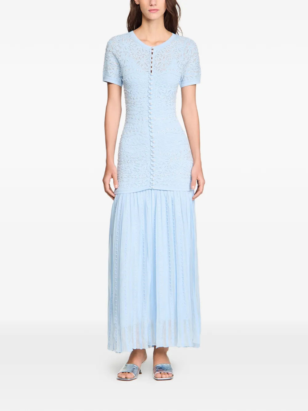 Sandro Levana Beaded Knit Maxi Dress