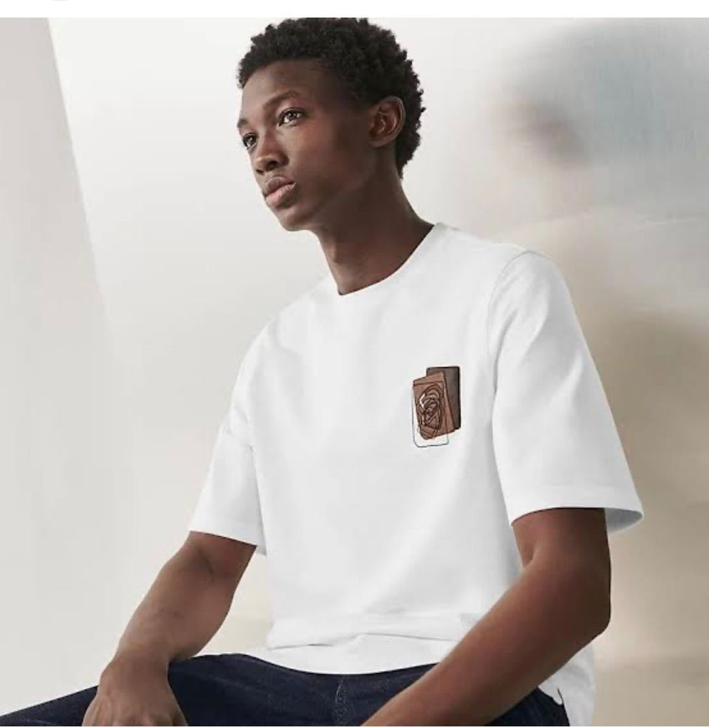 Hermes T-shirt with leather detail