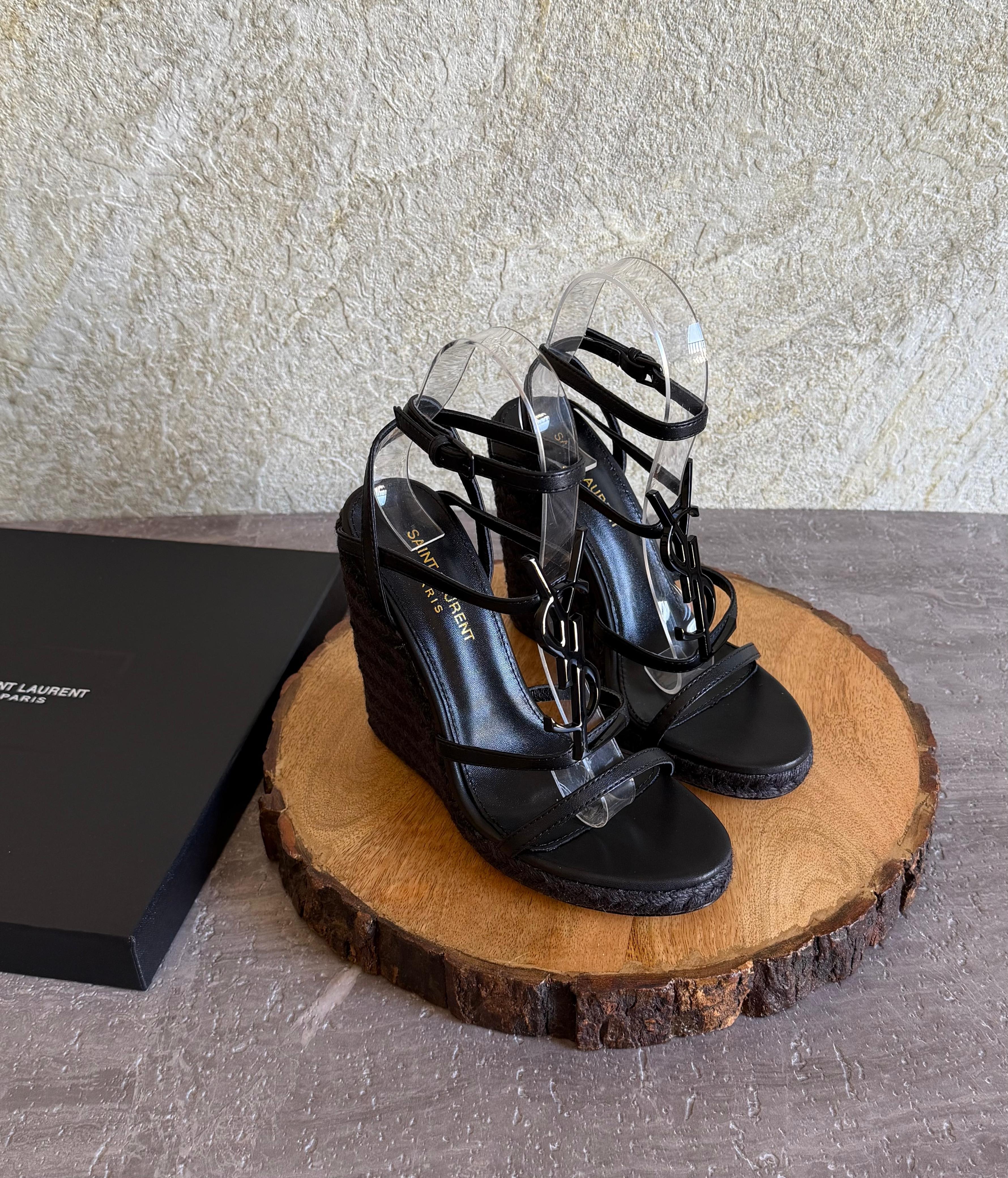 Saint Laurent Cassandra Espadrille Wedge Sandals