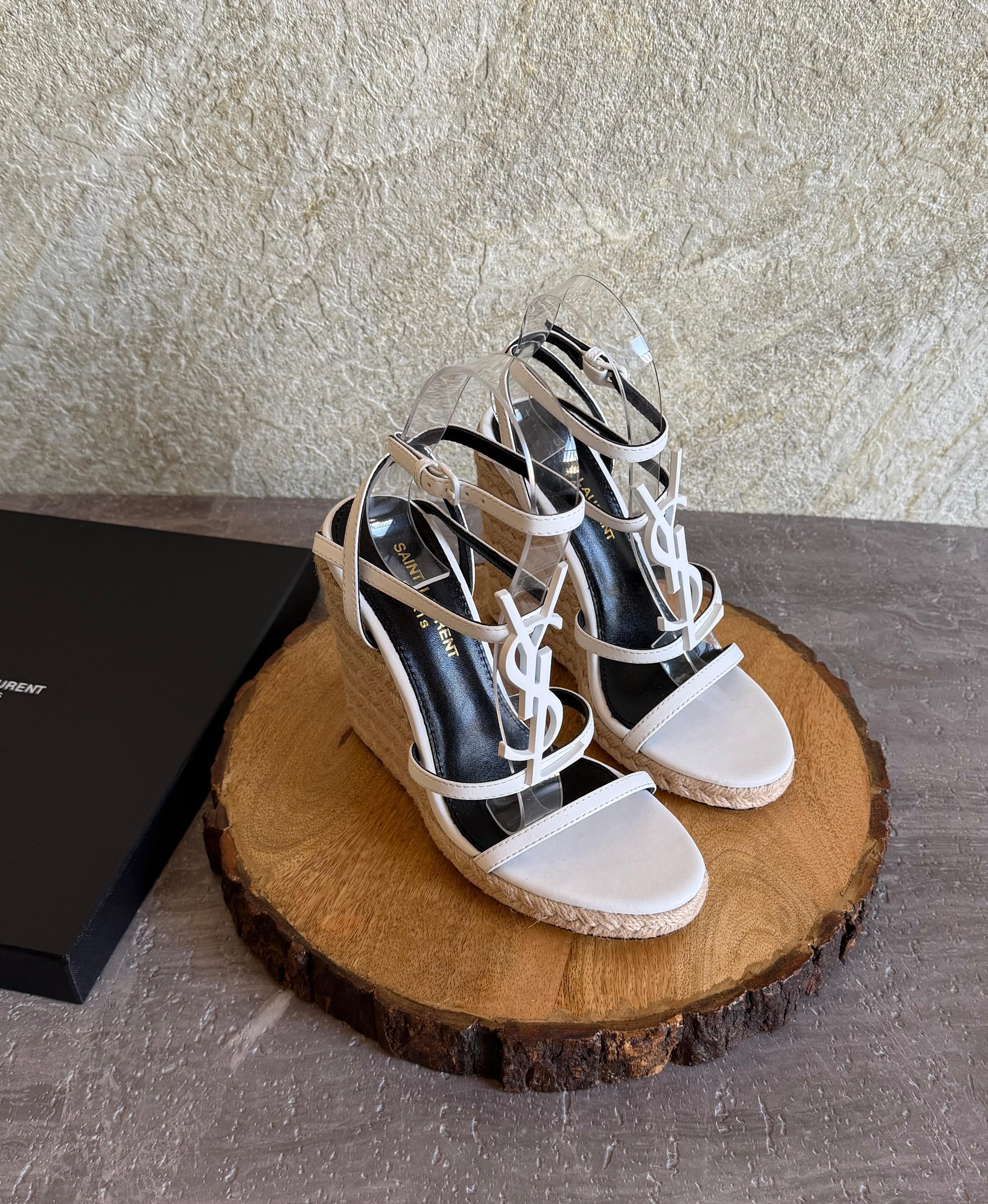 Saint Laurent Cassandra Espadrille Wedge Sandals