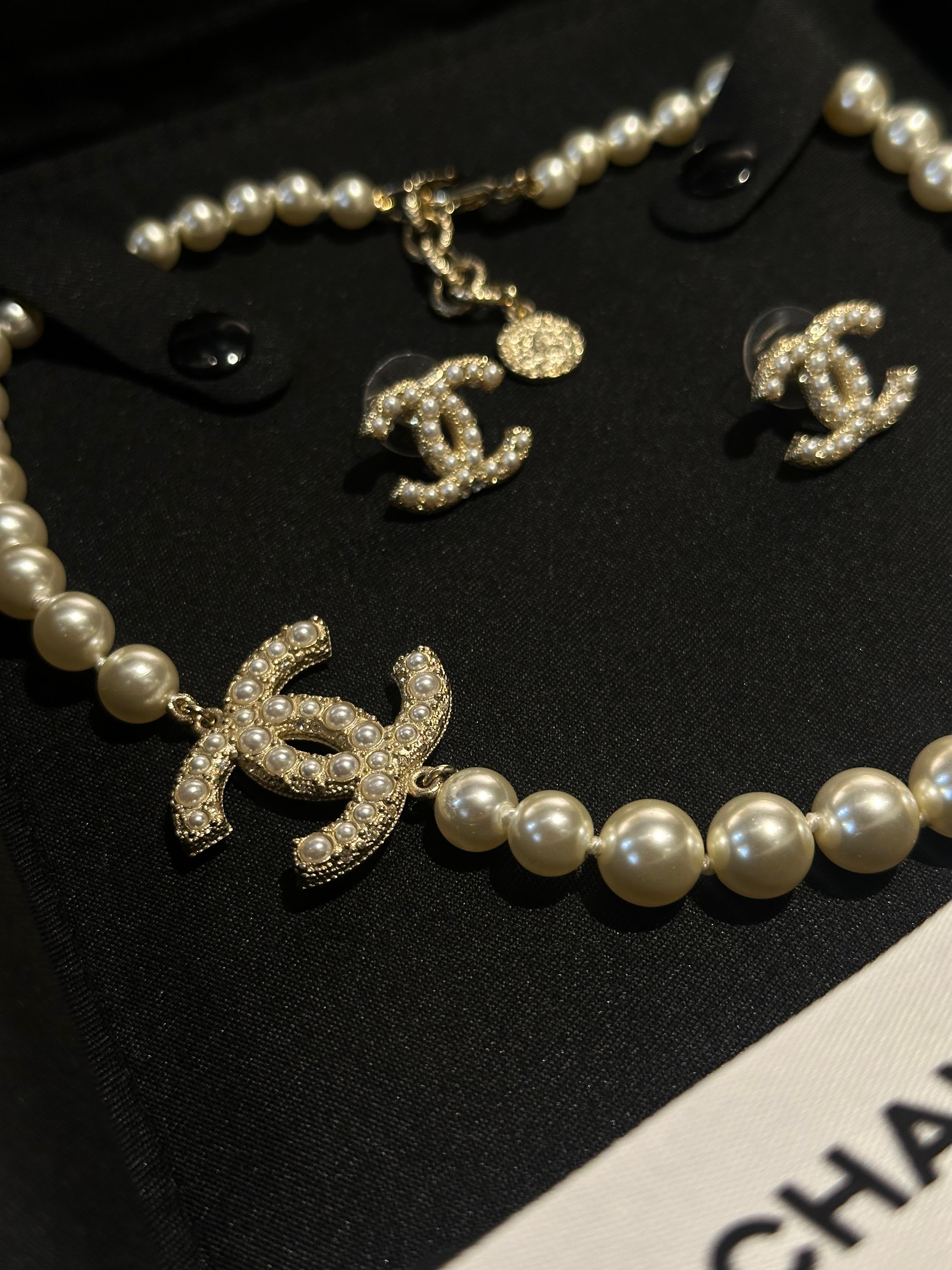 Chanel Classic Model Choker & Earings Set
