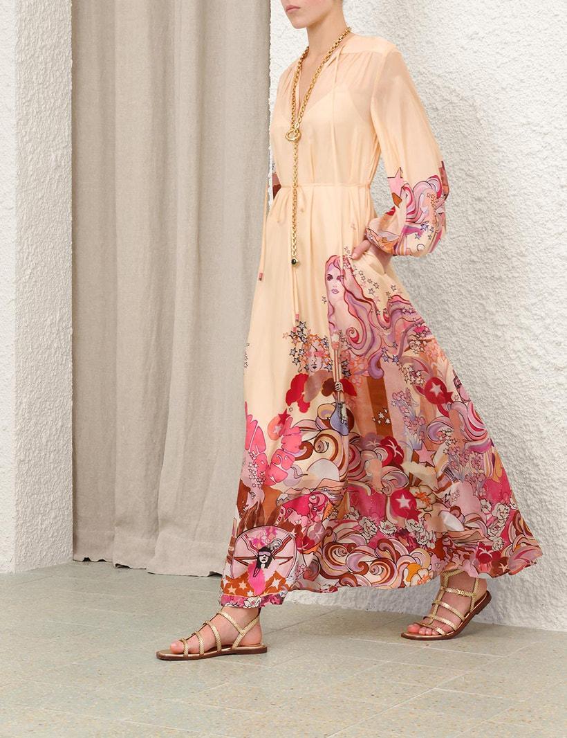 Zimmermann  Awaken Plunge Maxi Dress Ivory Floral Online
