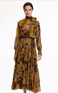 CH Paisley Print Silk Twill Dress brown/multicolor