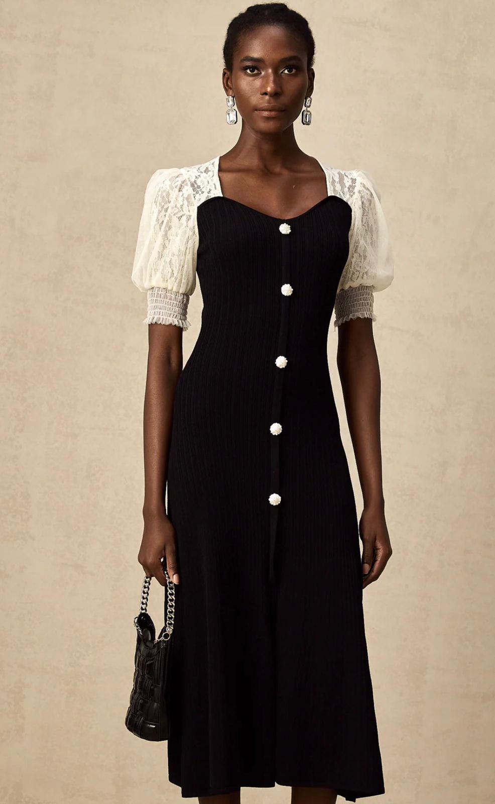 SANDRO Ribbed Midi Dress