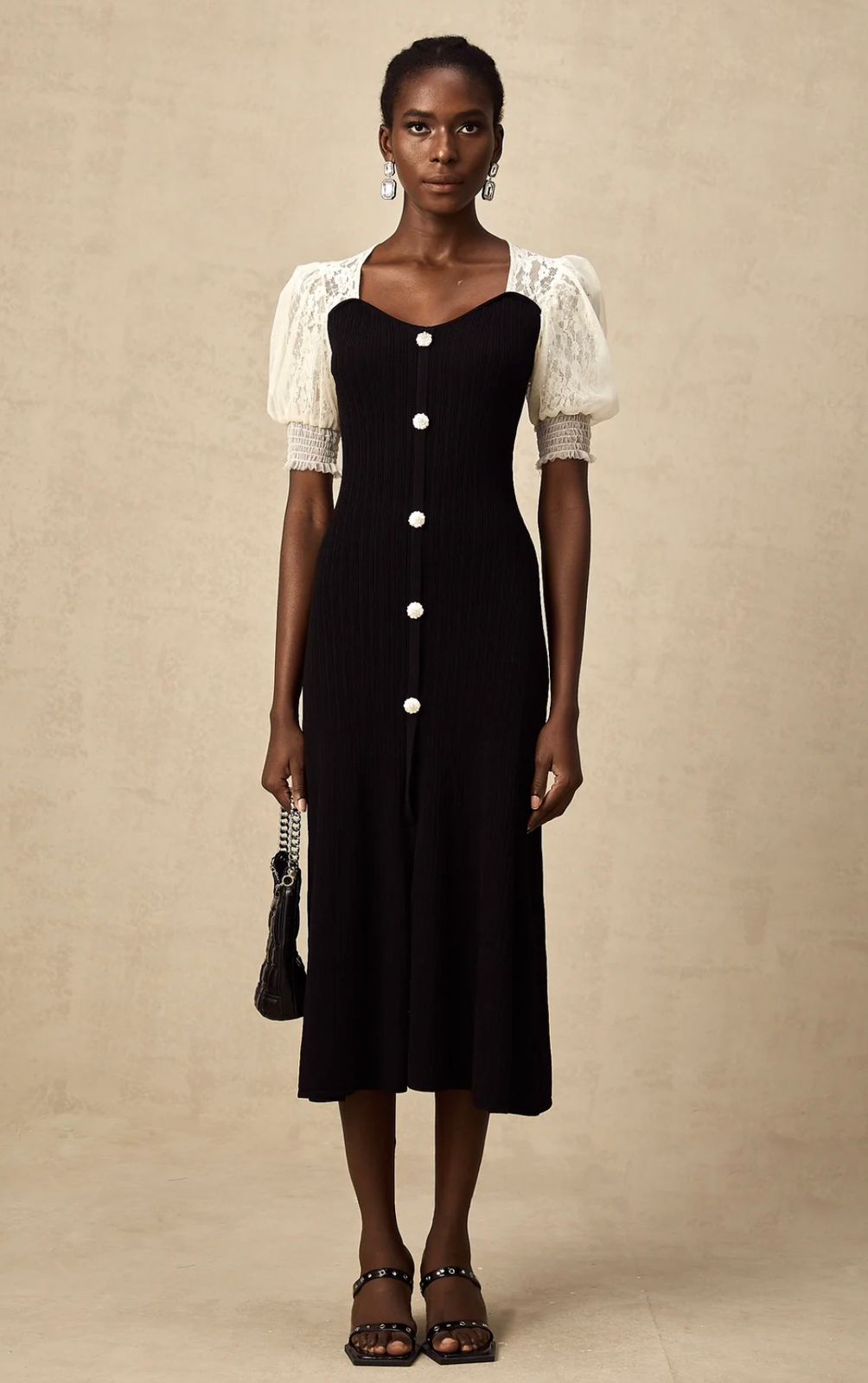 SANDRO Ribbed Midi Dress