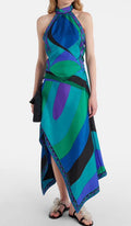 PUCCI Multi Silk Iride Print Asymmetric Midi Skirt