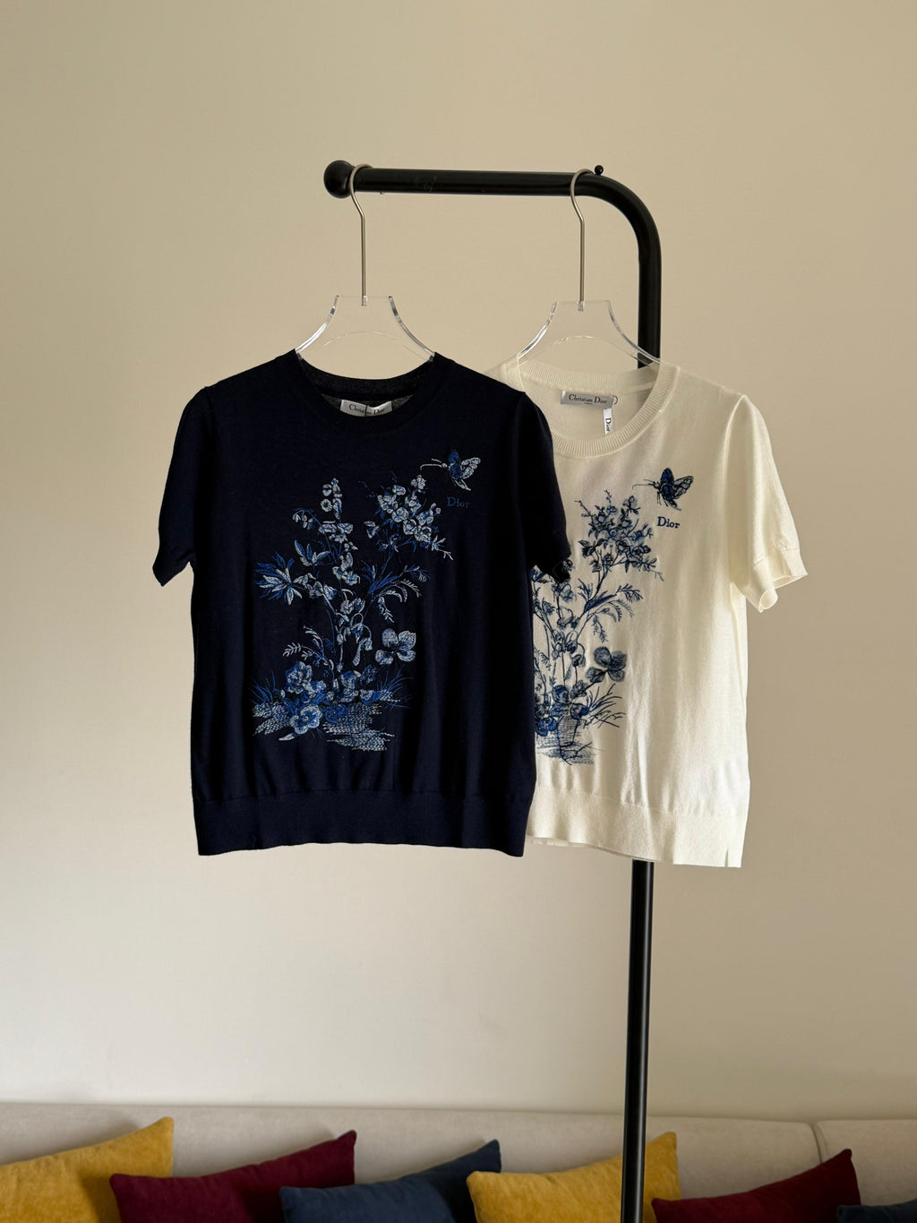 Dior Short-Sleeved Embroidered Sweater