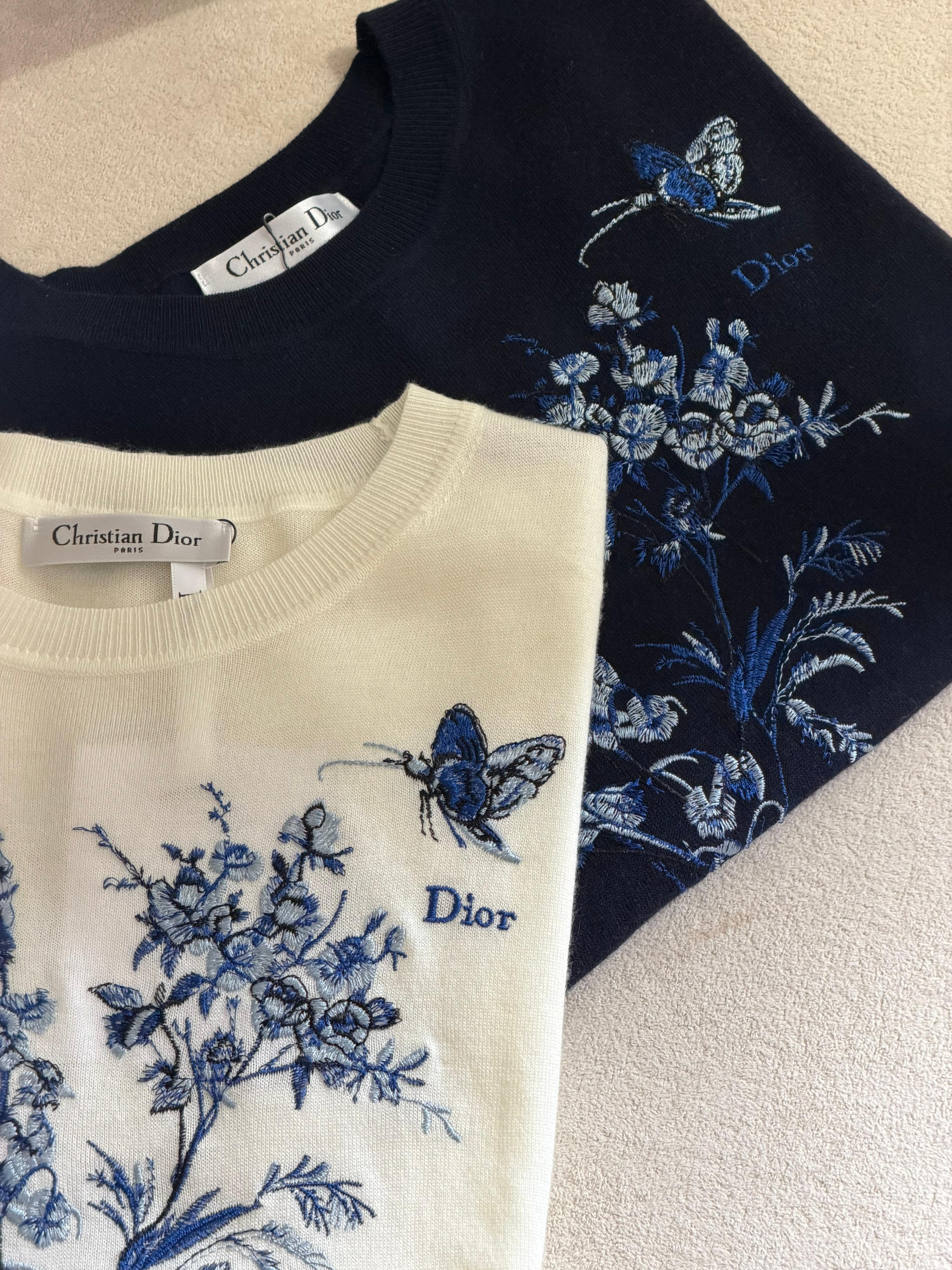 Dior Short-Sleeved Embroidered Sweater