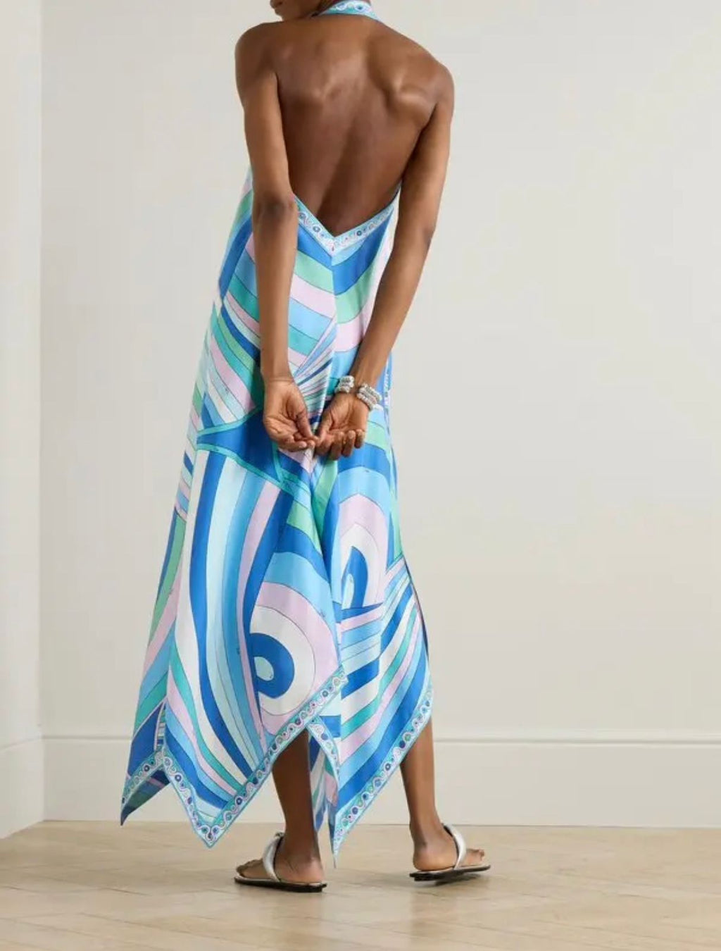 PUCCI Iride-Print Halterneck Silk Dress