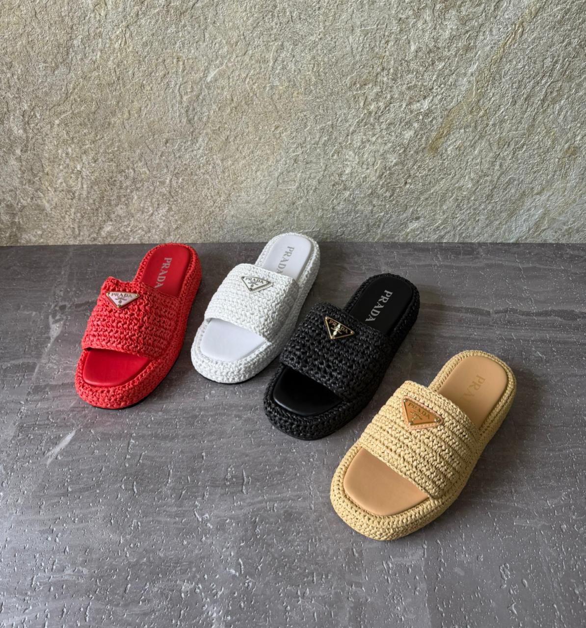 Prada Crochet Flatform Slides