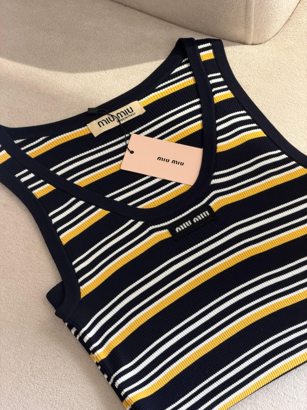 Miu Miu Cotton Stripe Tank Top