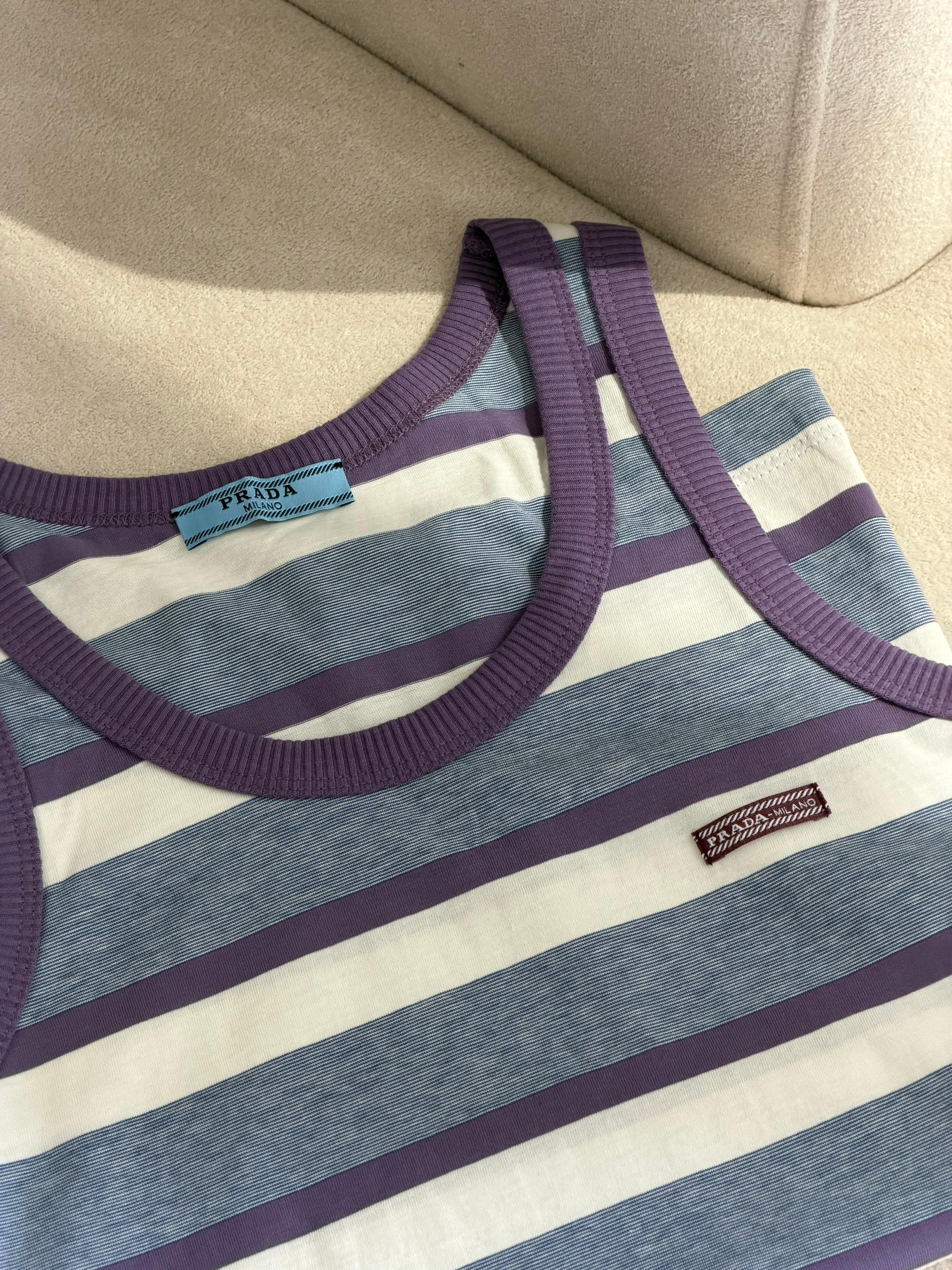 Miu Miu Cotton Stripe Tank Top