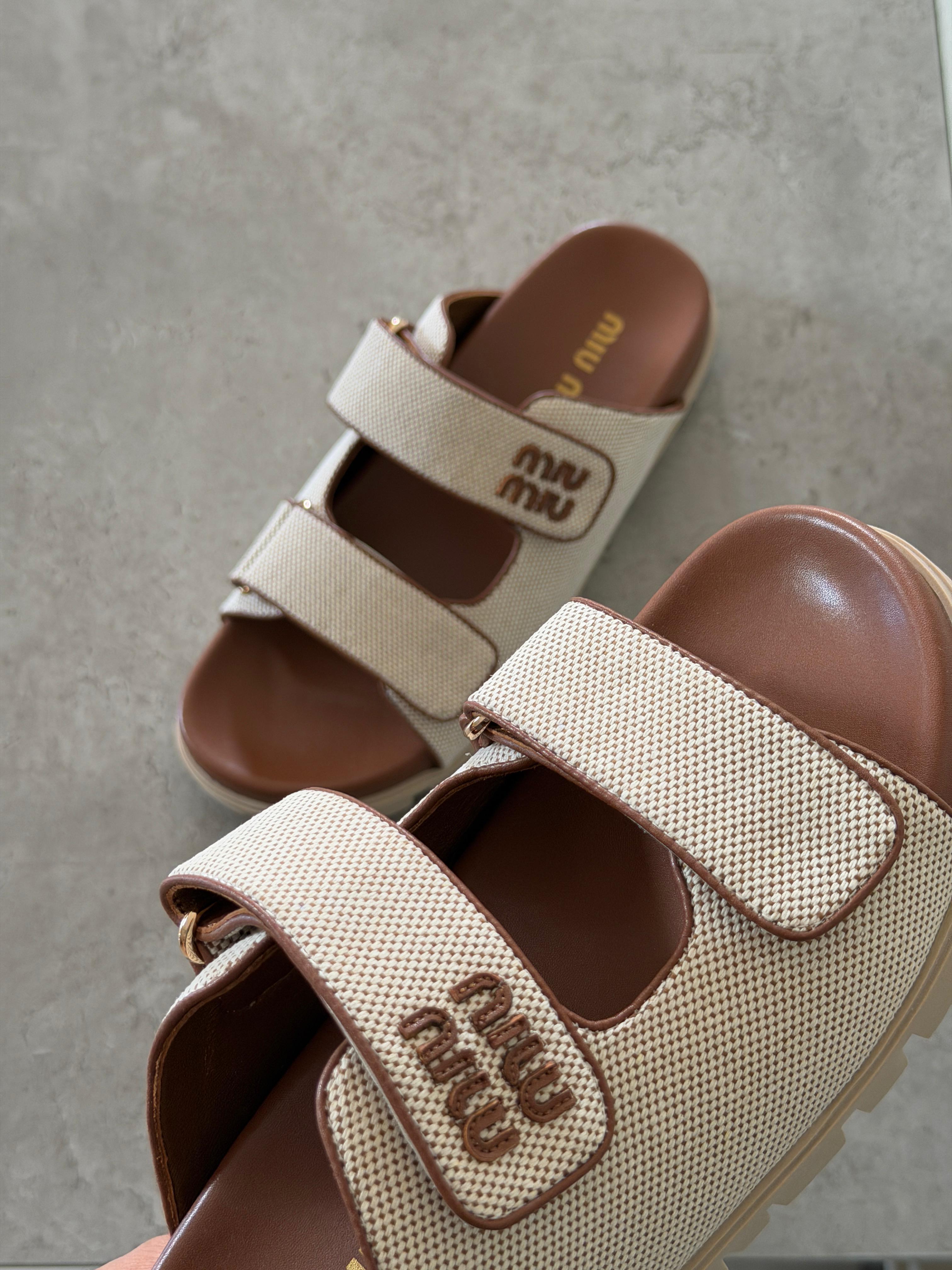 Miu Miu Canvas slide sandals