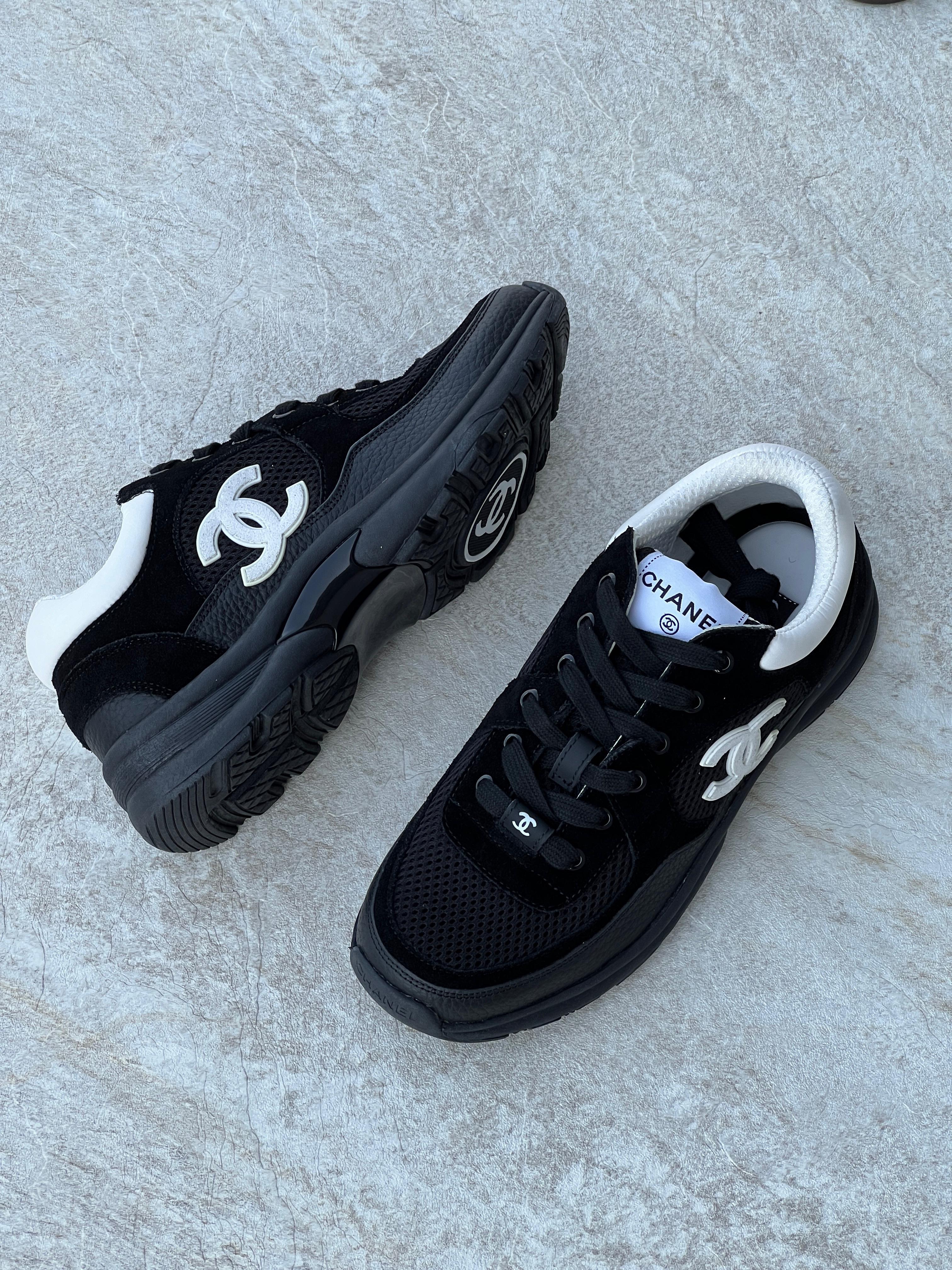 Chanel Trainers In Mesh Suede And Grained Calfskin