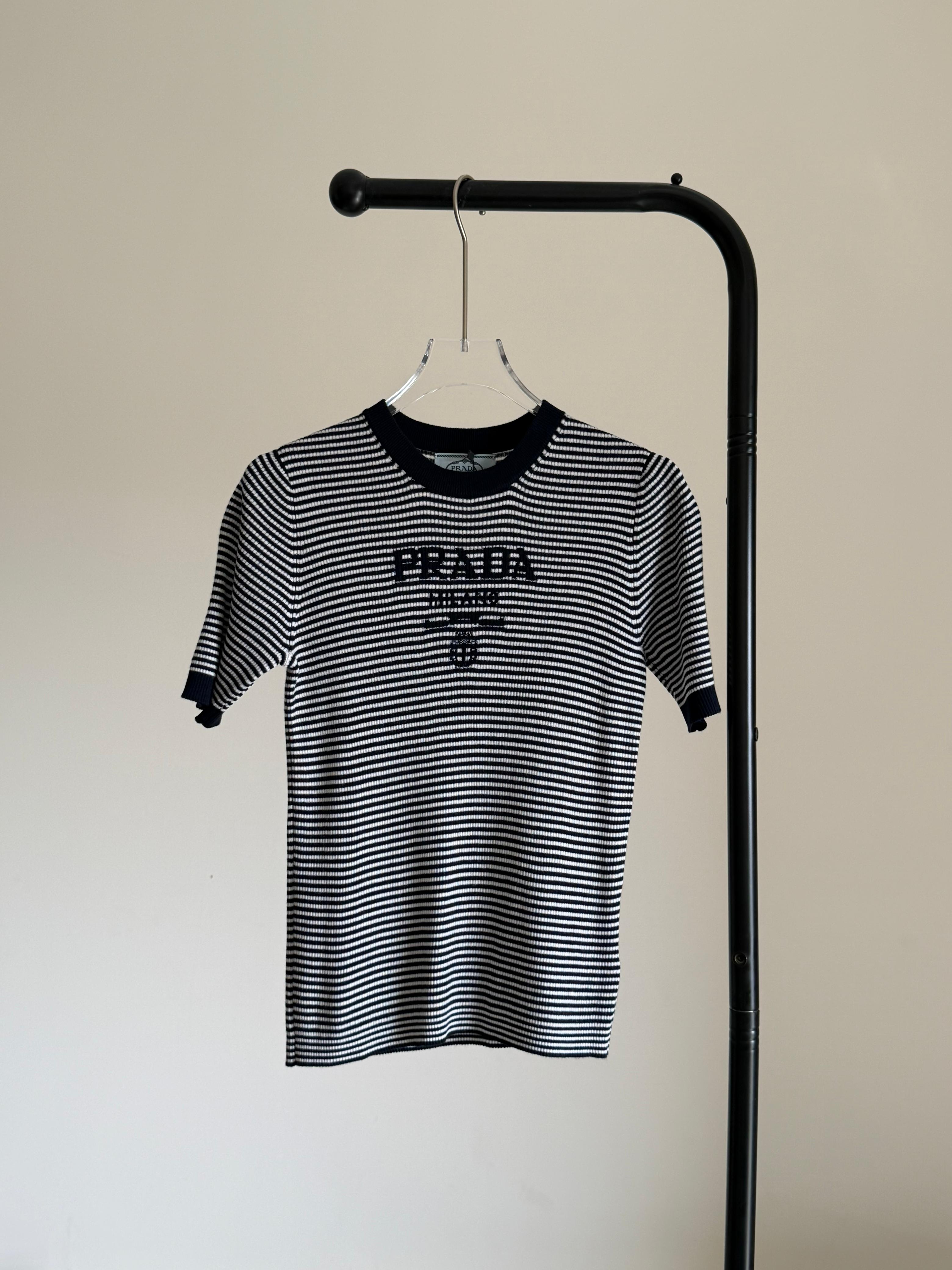 Prada Striped Silk Crew-neck Sweater