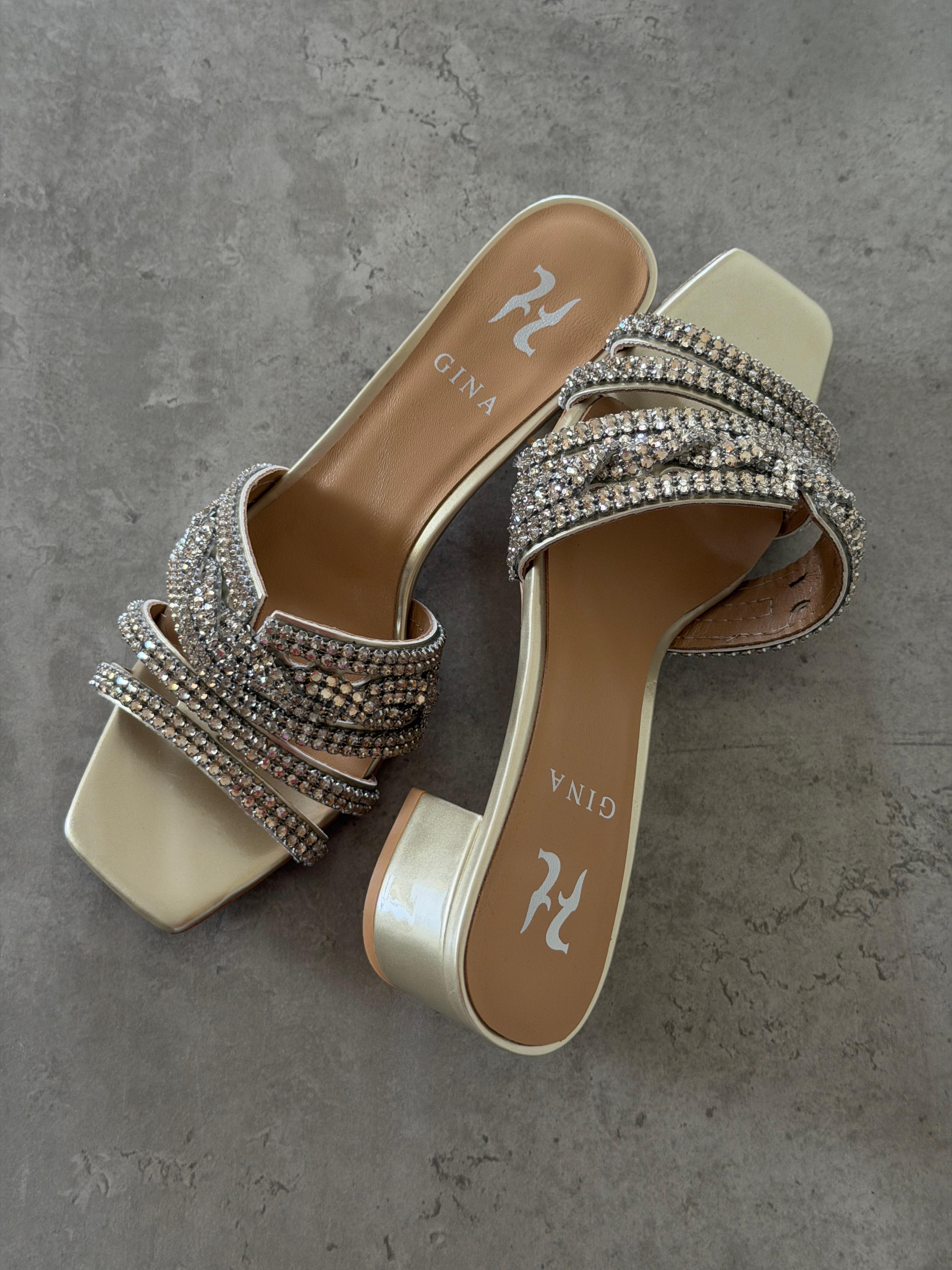 Gina Leather Embellished Roma Mules 35