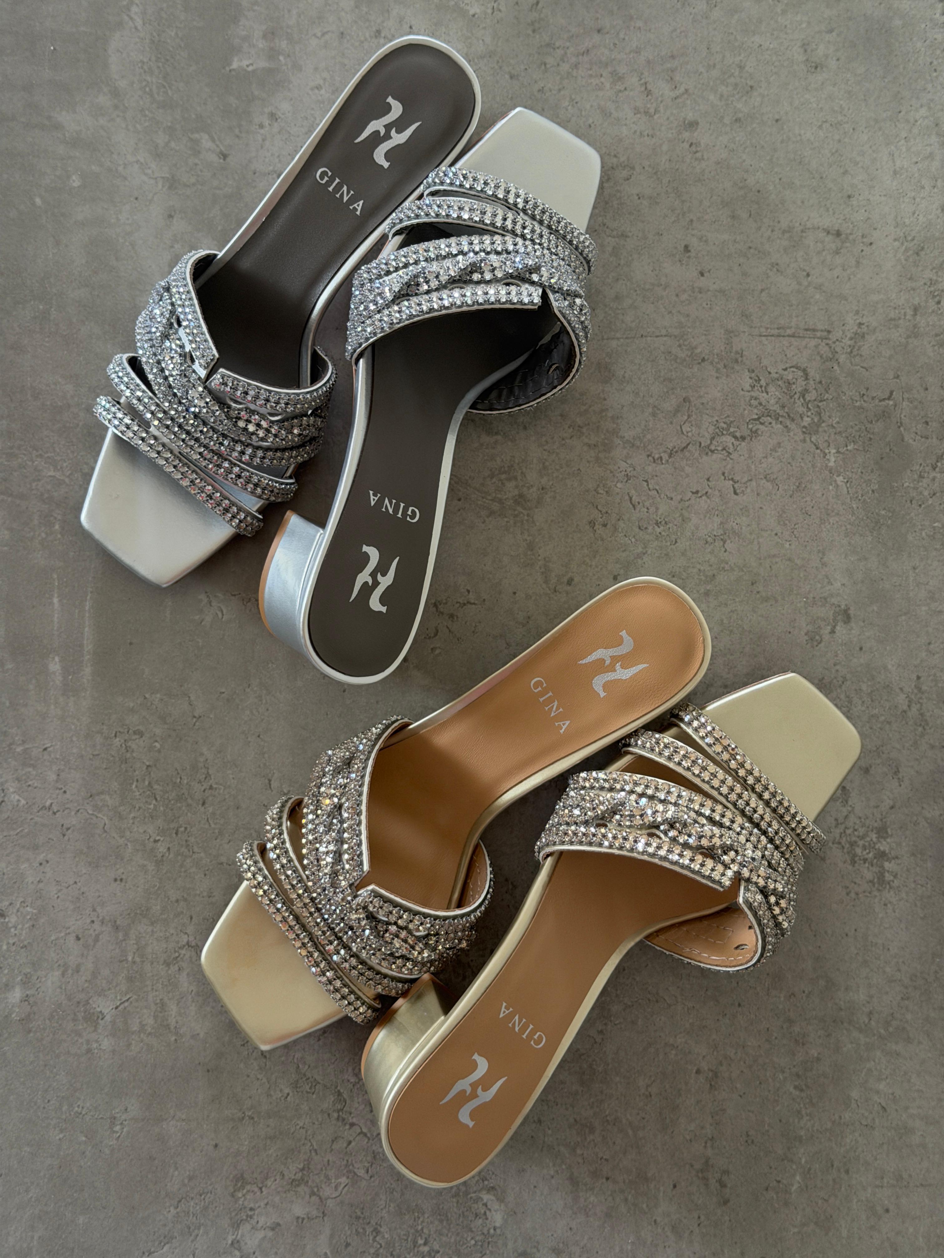Gina Leather Embellished Roma Mules 35