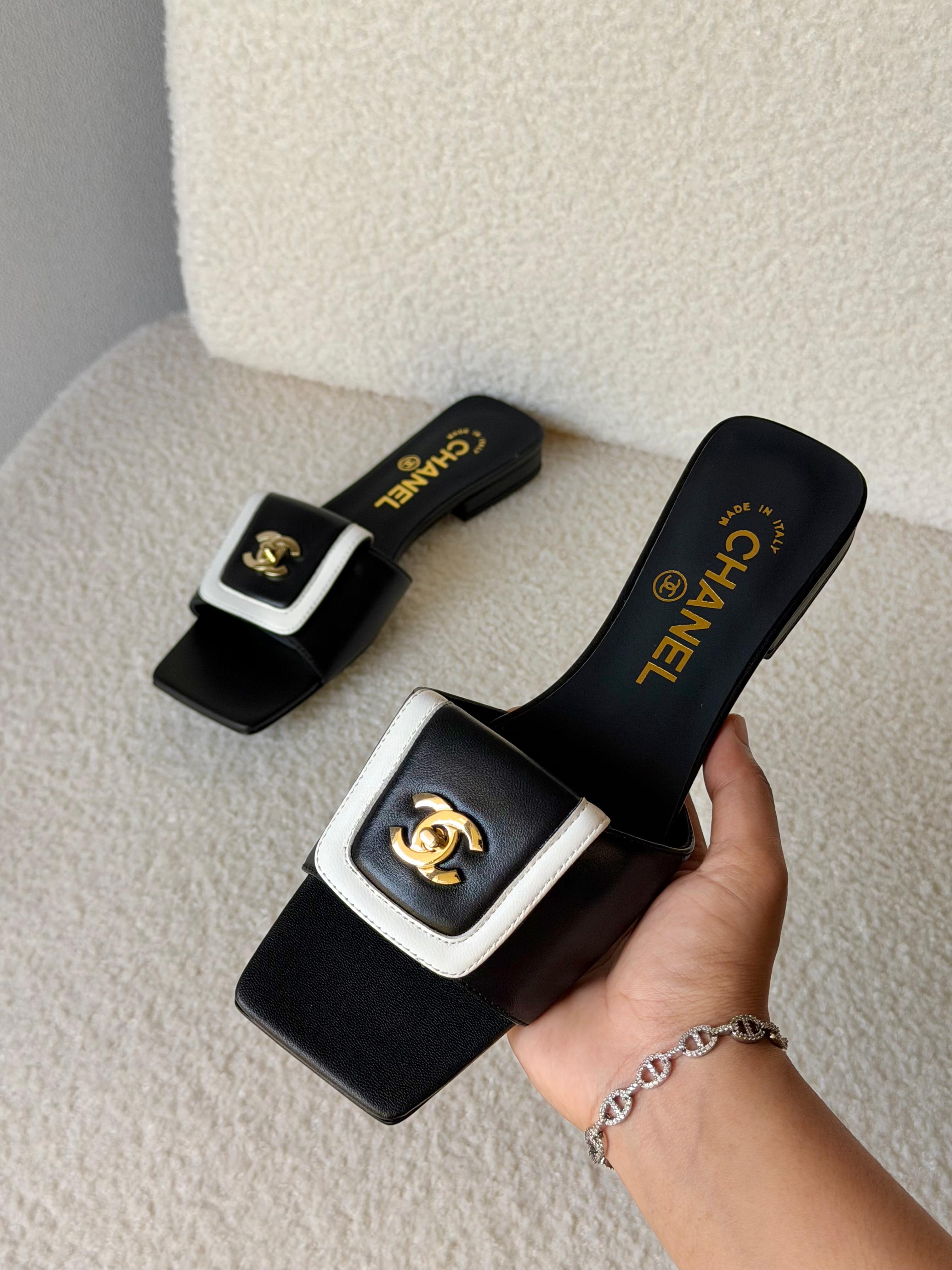 Chanel Lambskin Quilted Turnlock Flat