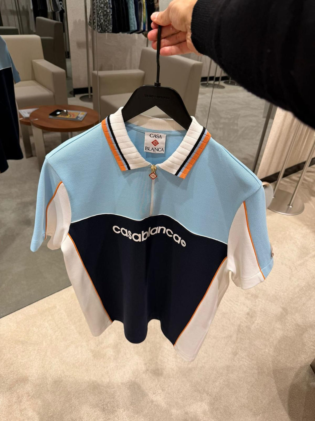 Casablanca colour-block zip-neck Polo Shirt