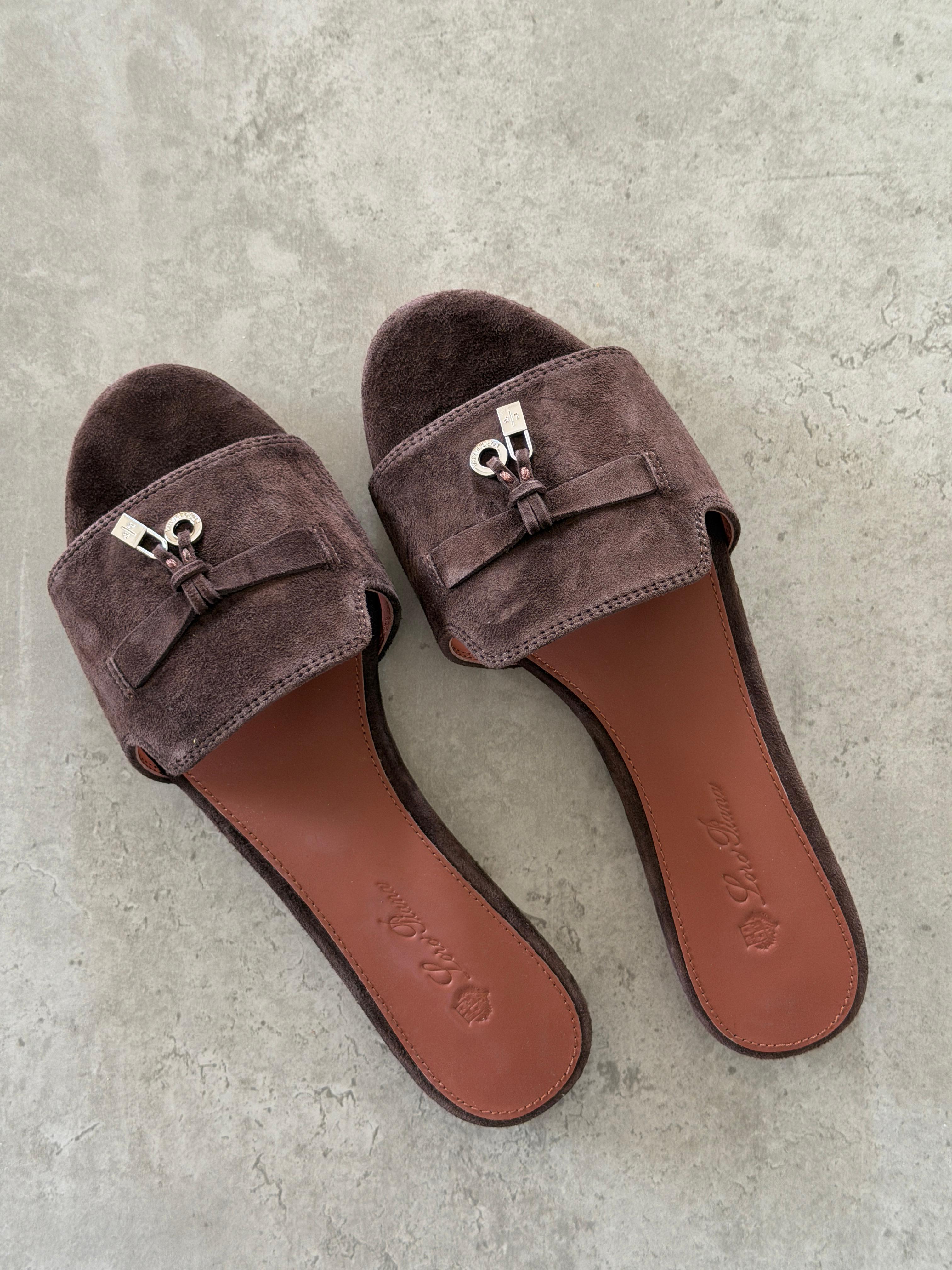 Loro Piana Summer Charms Sandals in Suede Goatskin