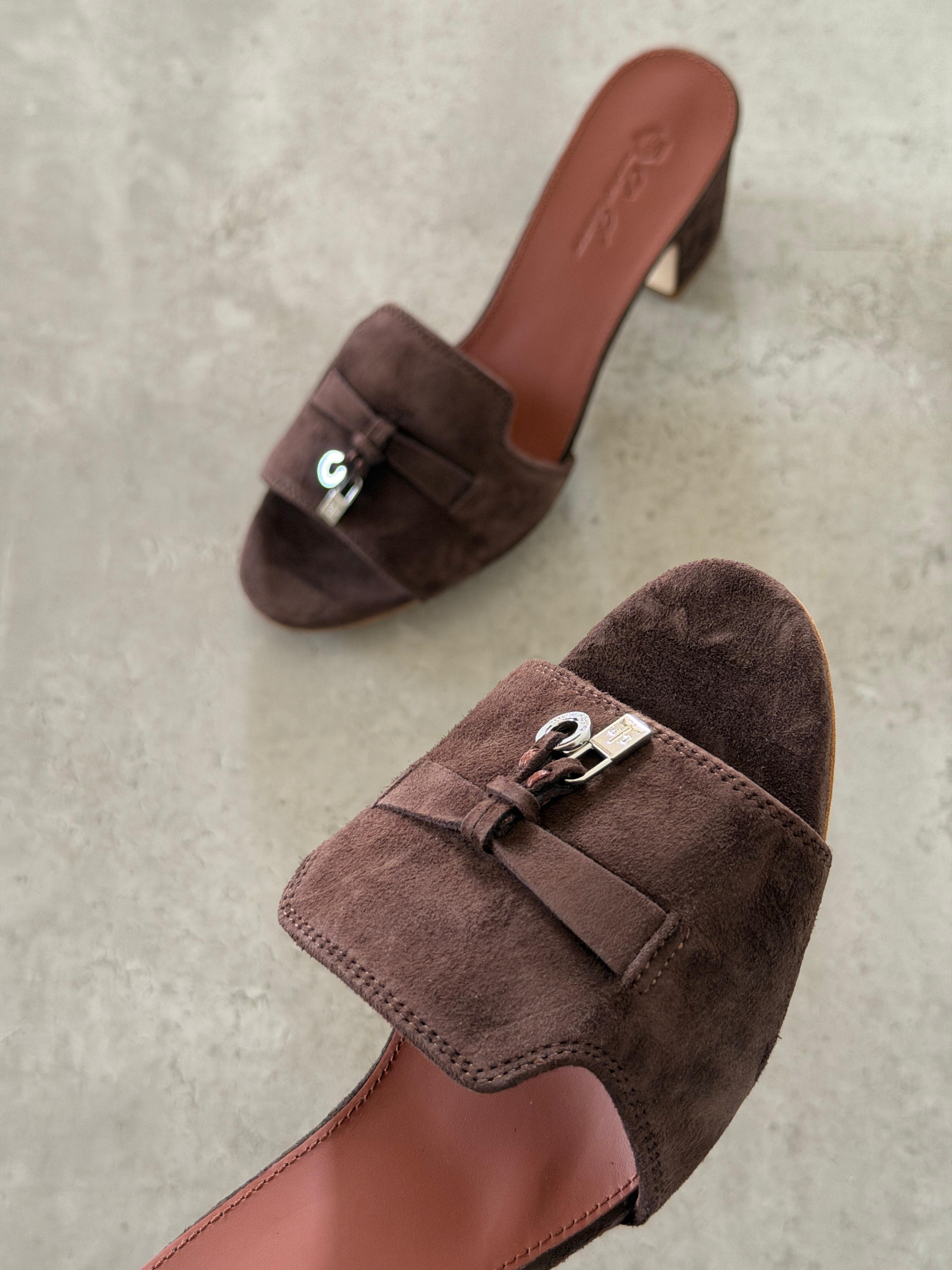 Loro Piana Brown Suede Summer Charms Sandals