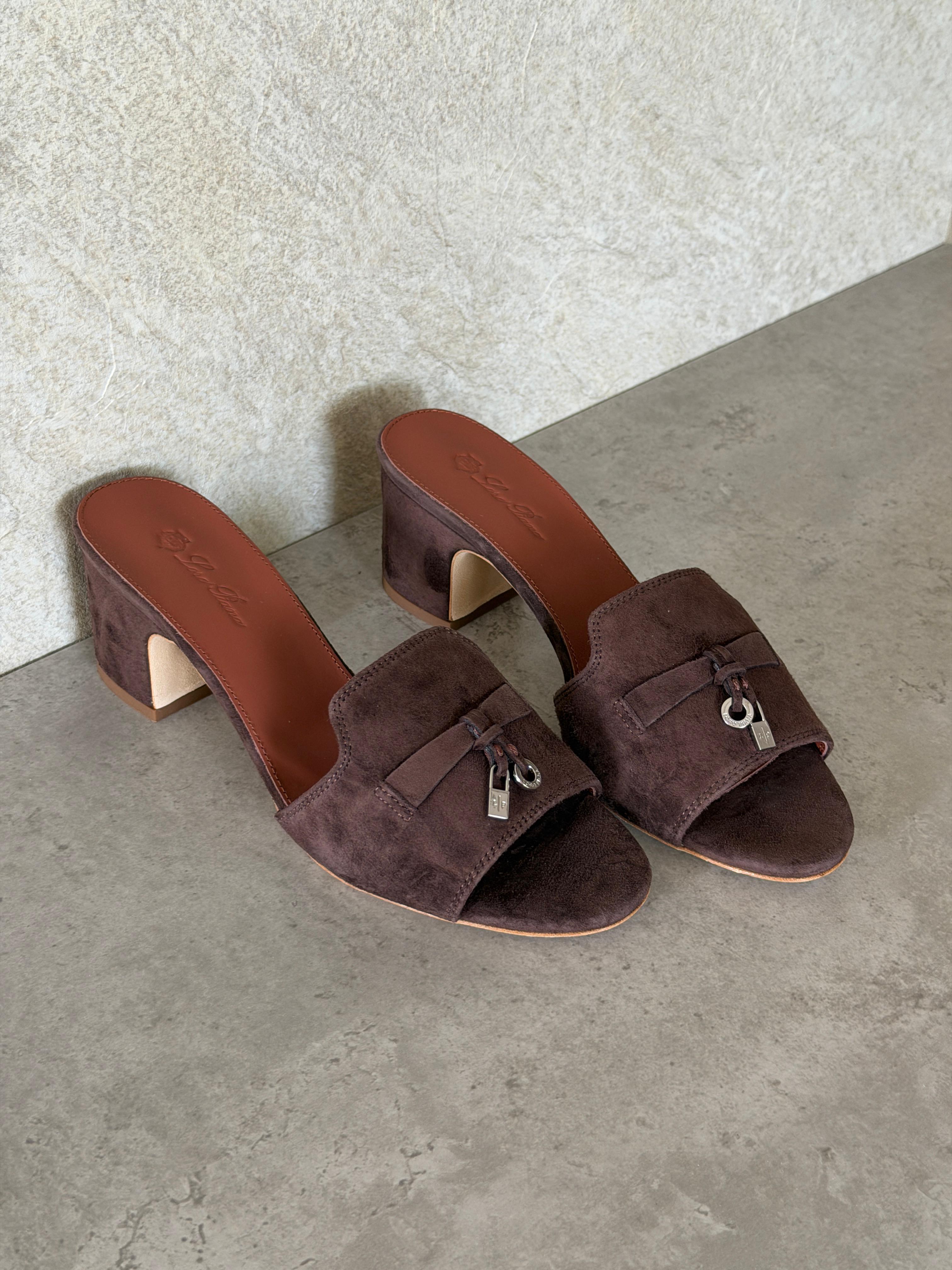 Loro Piana Summer Charms 55 Mule Sandals in Suede Goatskin