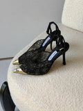Jimmy Choo Black Faiz 100 Lace Pumps