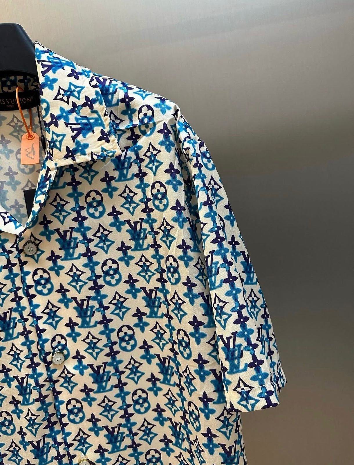 LV Monogram Printed Silk Short-Sleeved Shirt