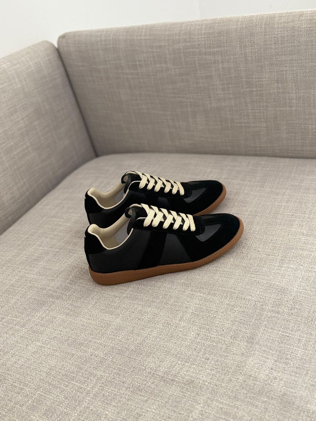 Maison Margiela  Follow Replica Wedge Sneakers in Suede & Leather