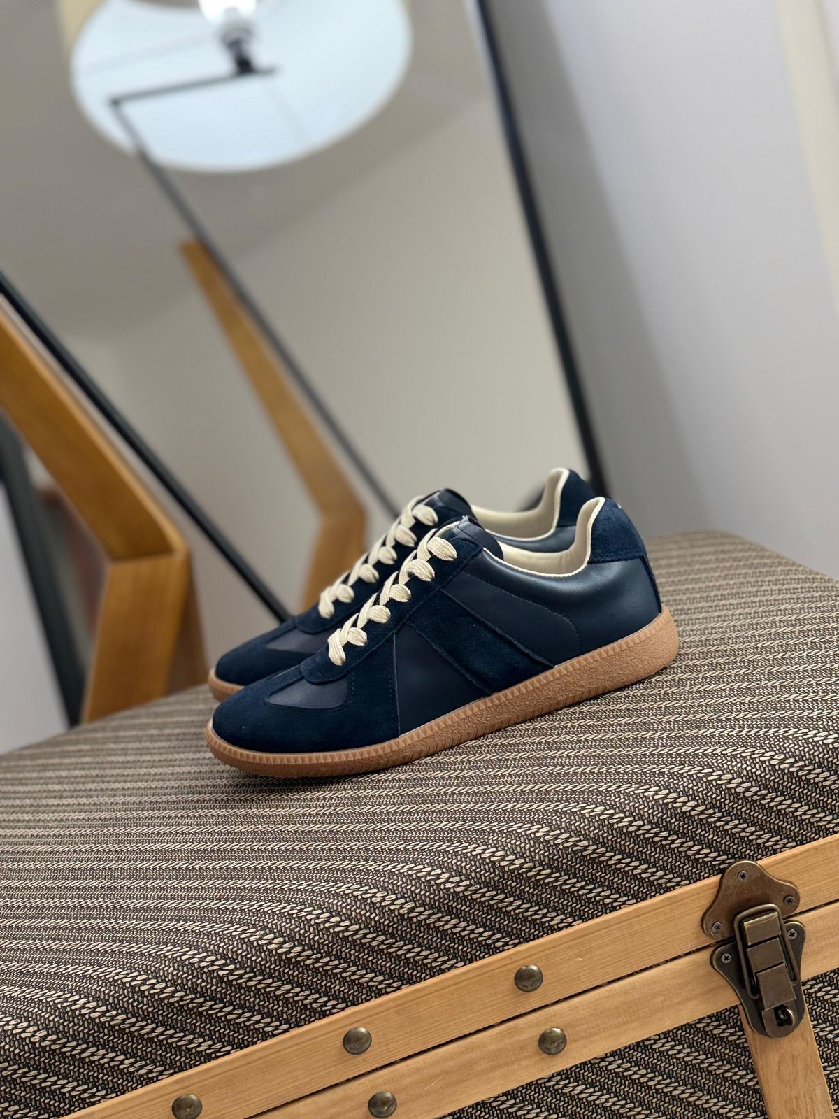 Maison Margiela  Follow Replica Wedge Sneakers in Suede & Leather