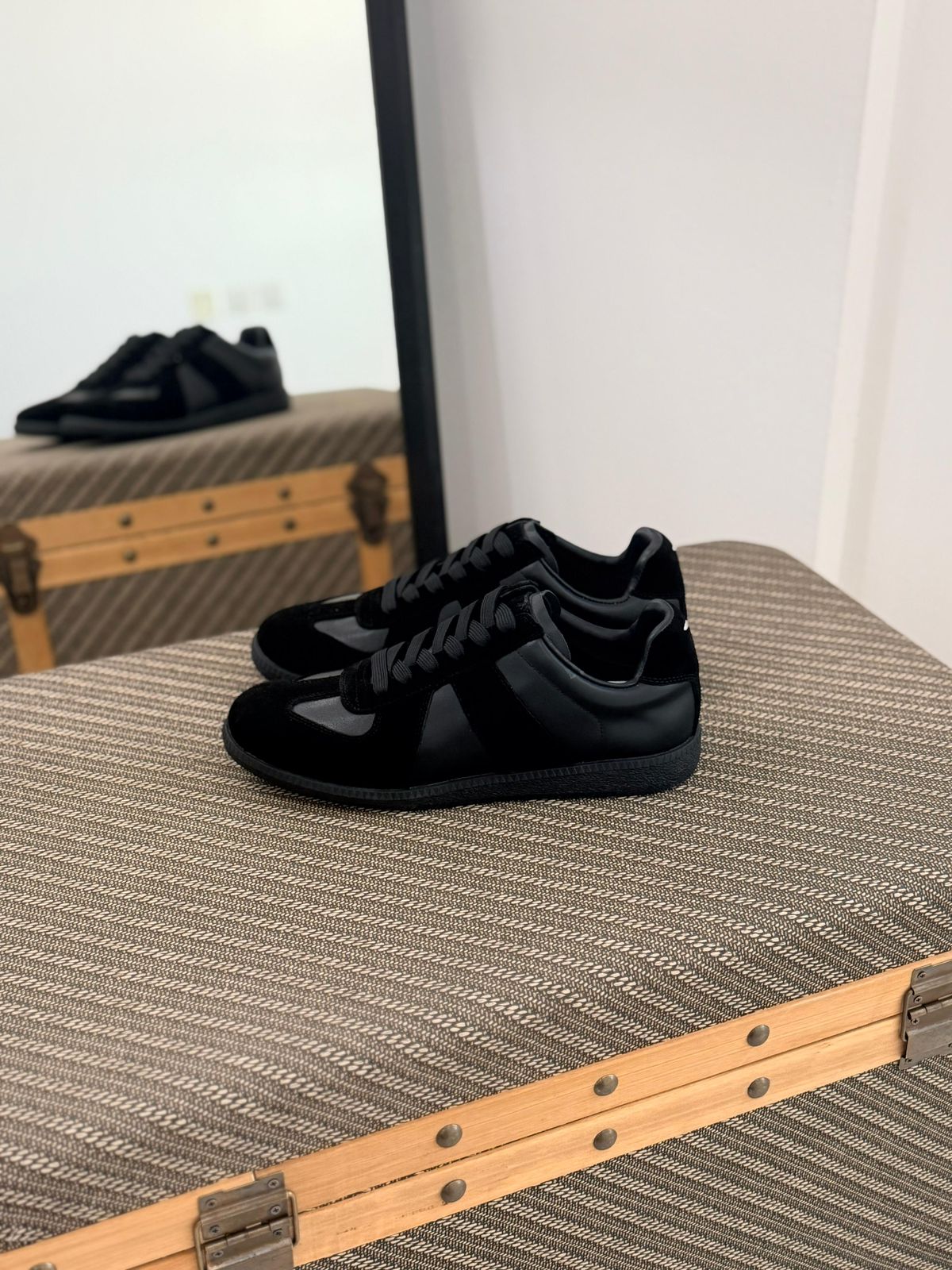Maison Margiela  Follow Replica Wedge Sneakers in Suede & Leather