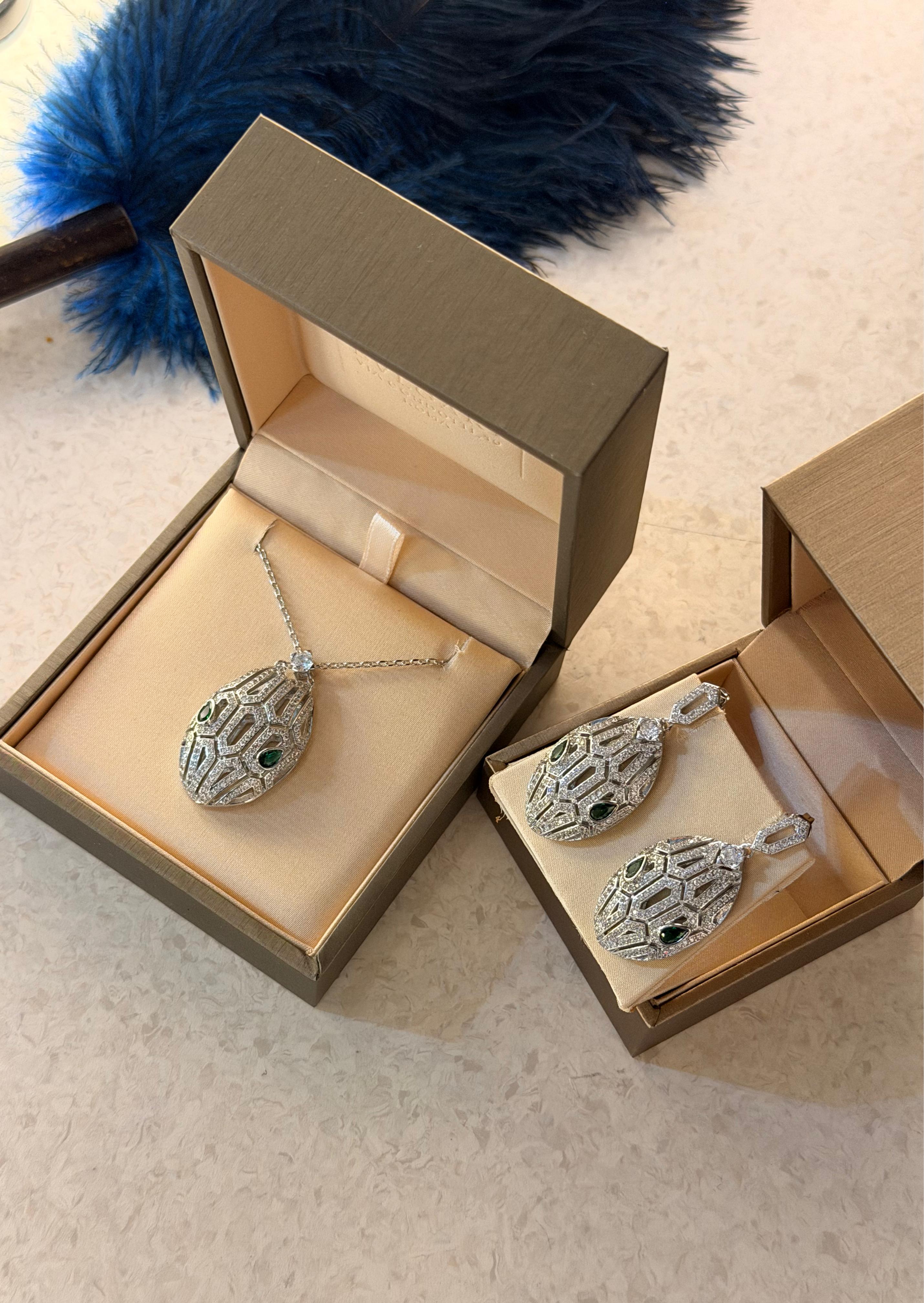 Bvlgari Serpent  Set Necklace & Earings Swarovski Stones
