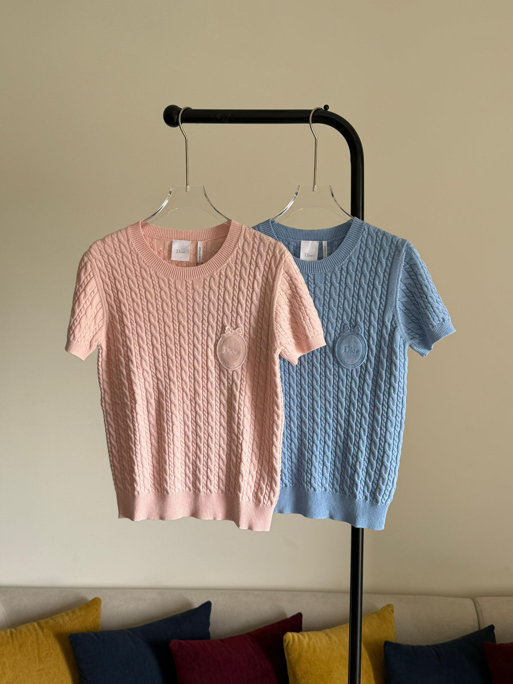 Dior Médaillon Short-Sleeved Sweater pink