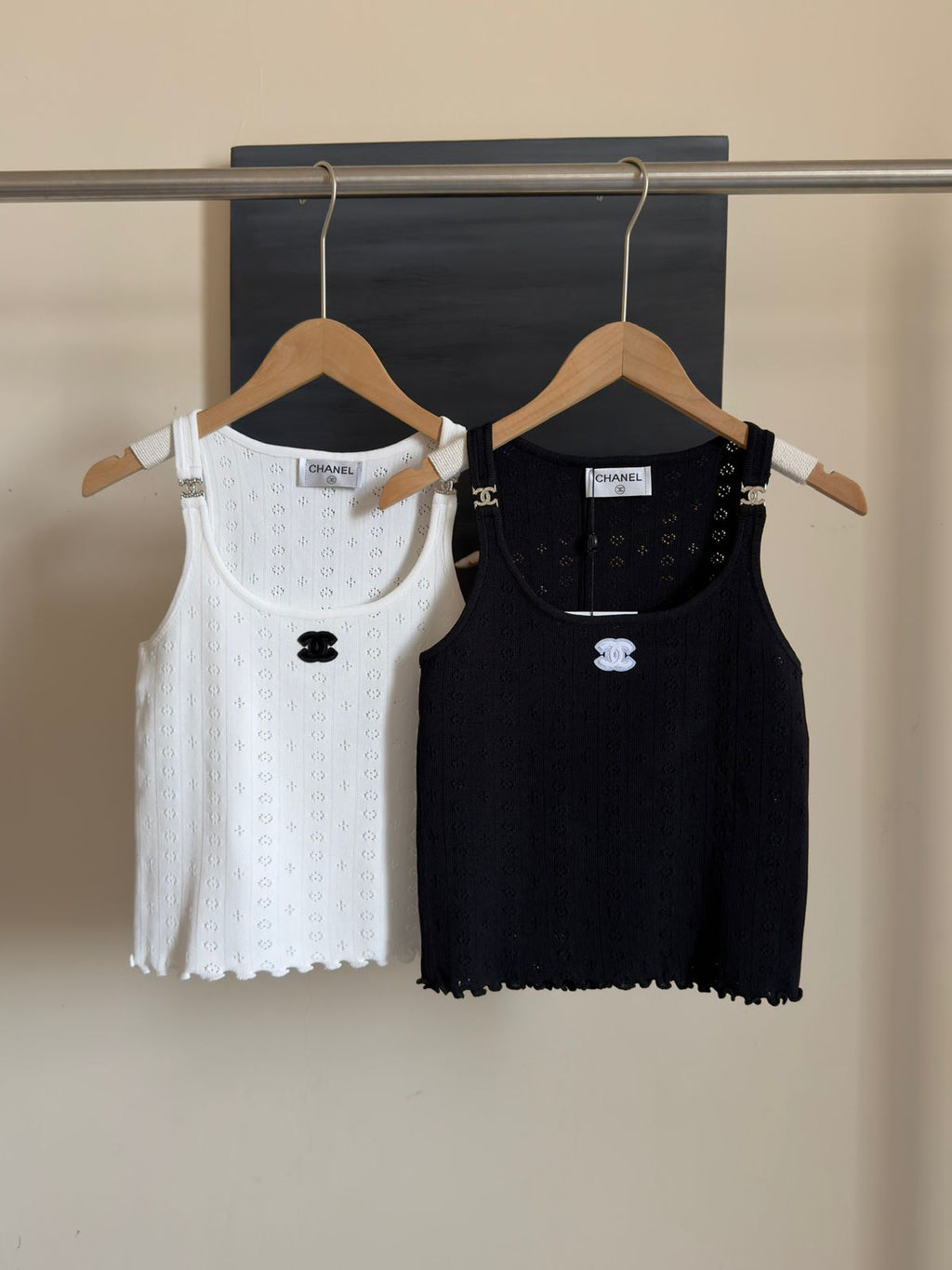 Chanel Sleeveless Tops white