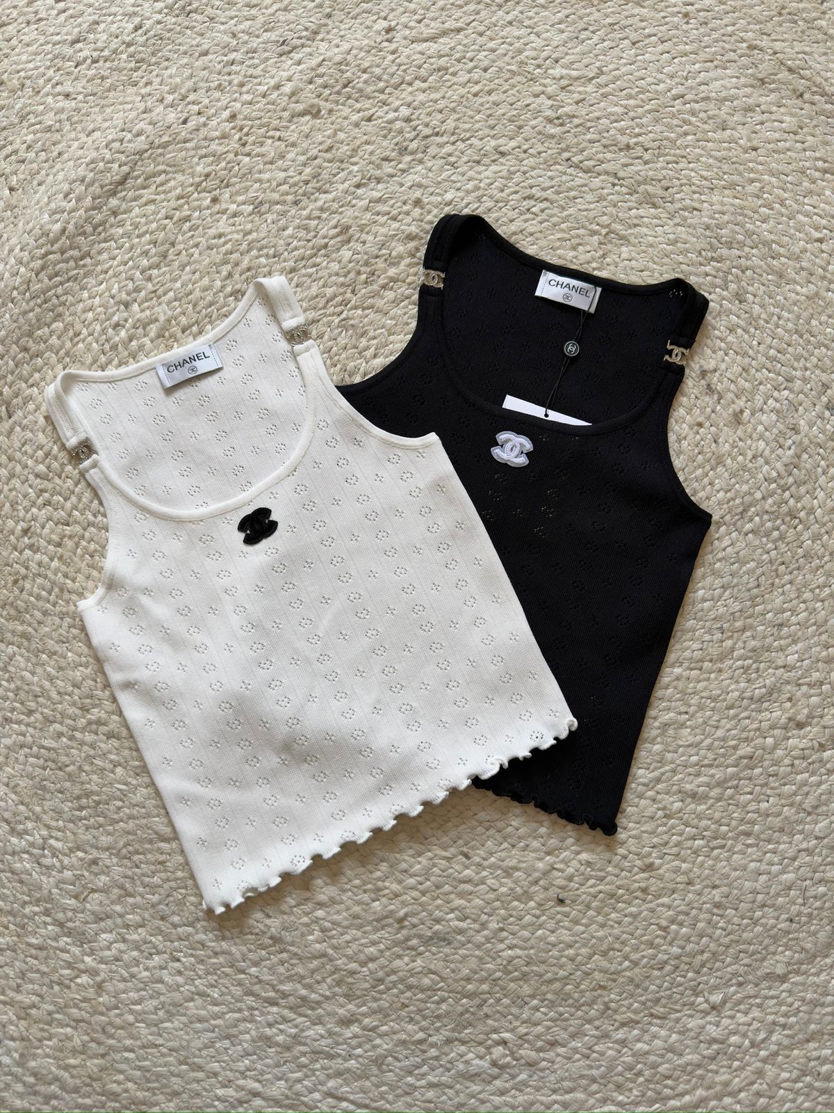 Chanel Sleeveless Tops black