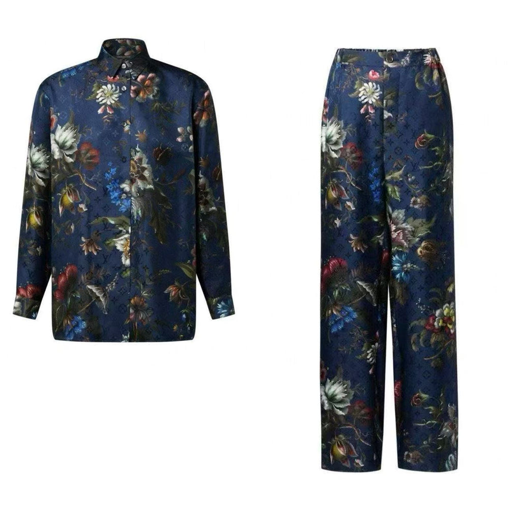 LV Dark Floral Print Pants & shirt