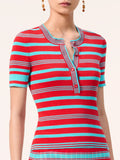 Chanel Top - Cotton, red & turquoise