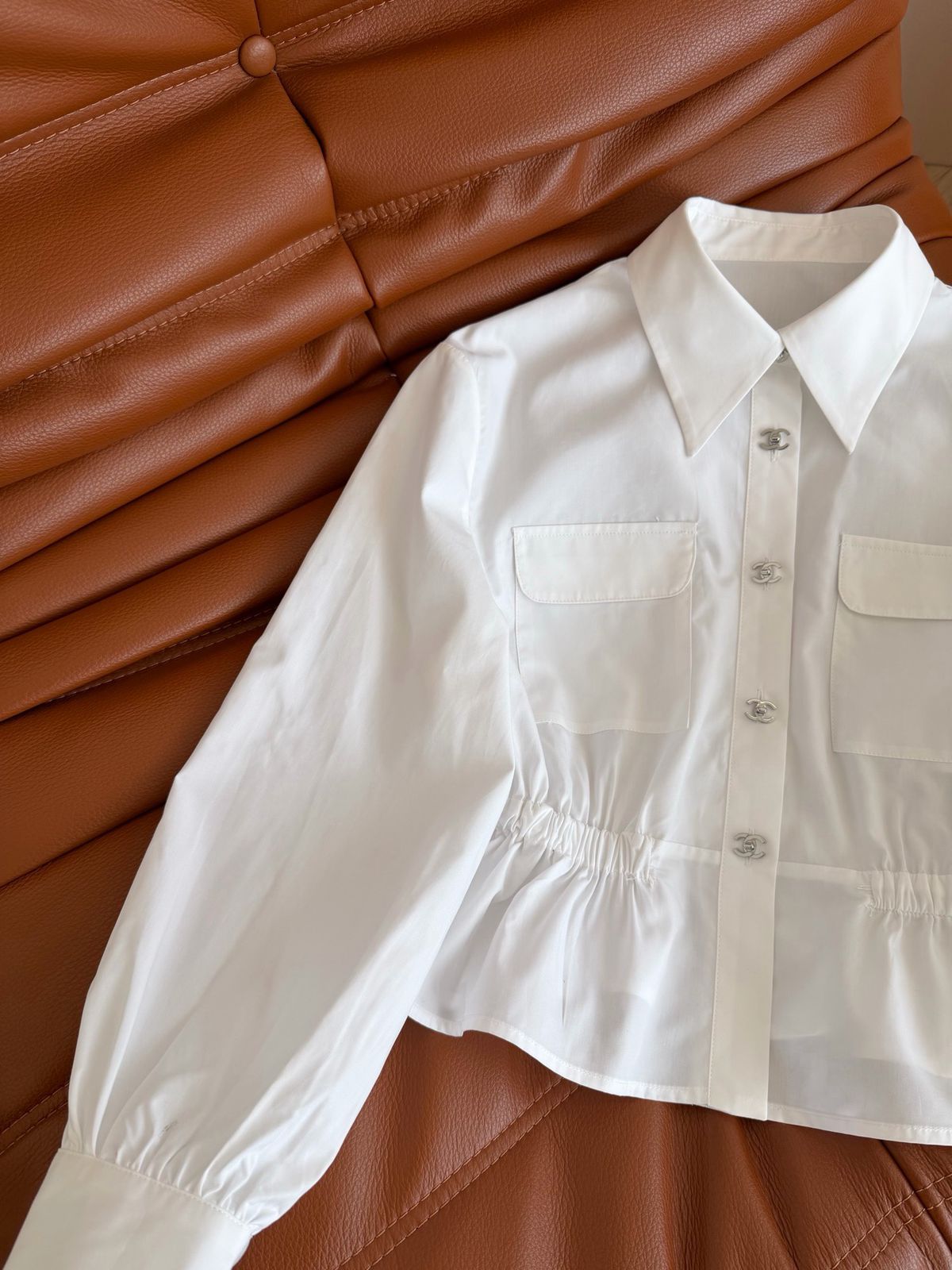 Chanel White Long-Sleeve Cotton Shirt