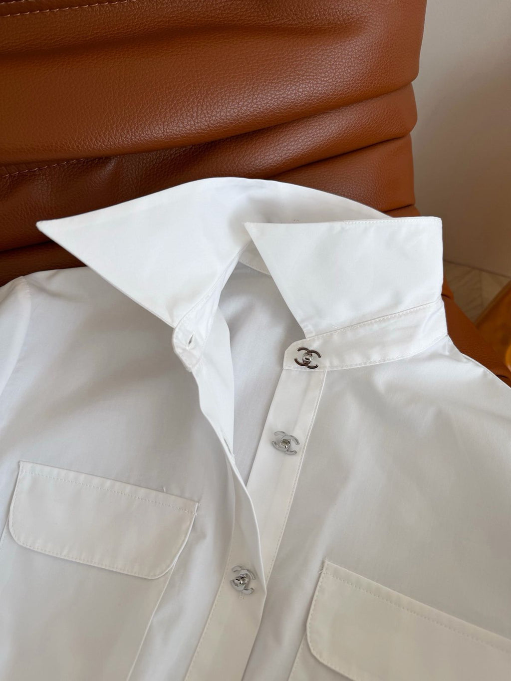 Chanel White Long-Sleeve Cotton Shirt