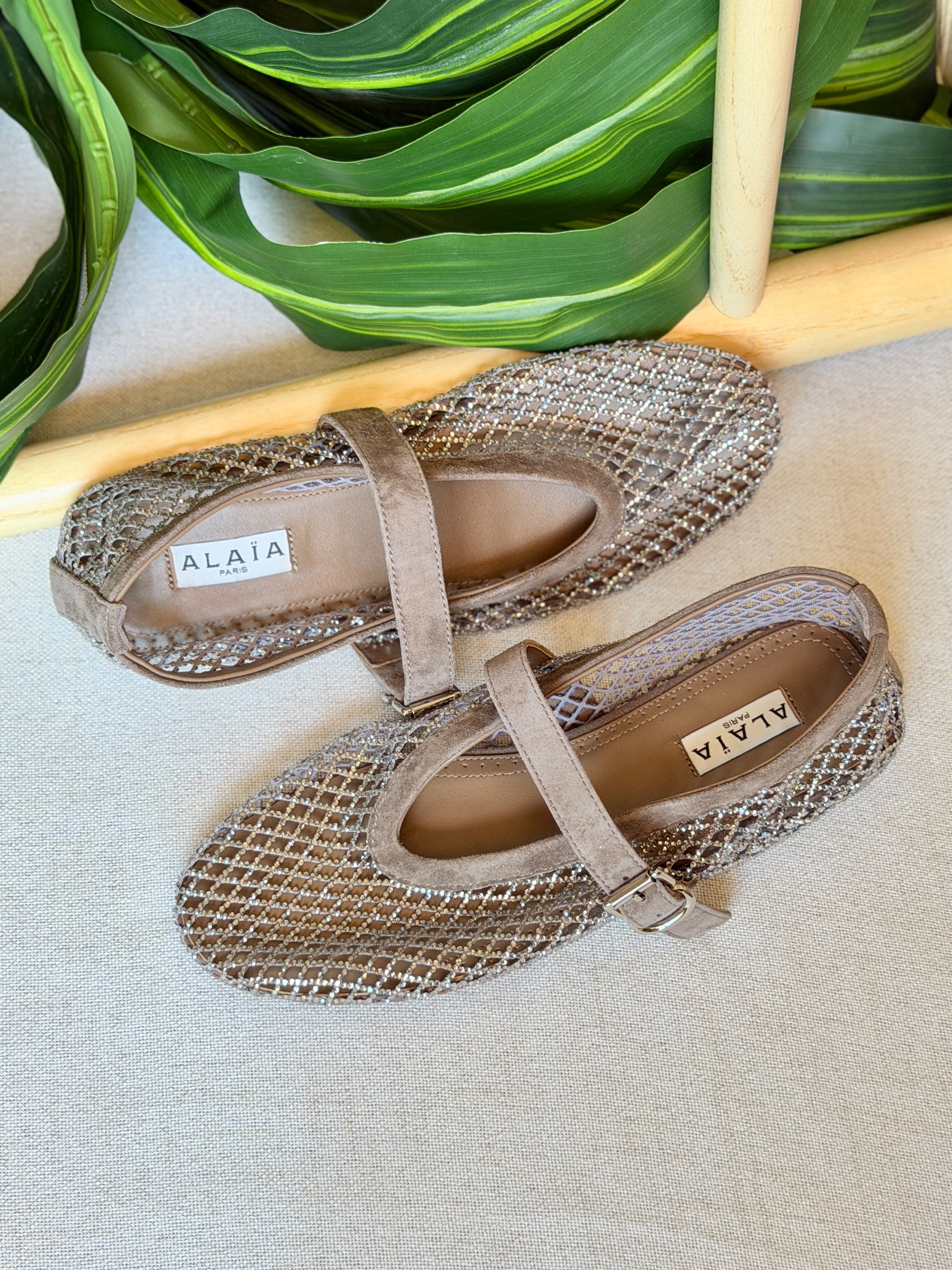 Alaïa Black Fishnet Ballet Flats