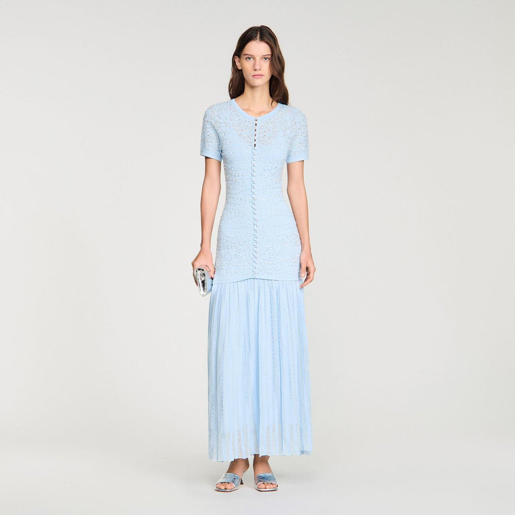 SANDRO bead-embellished Knit Maxi Dress
