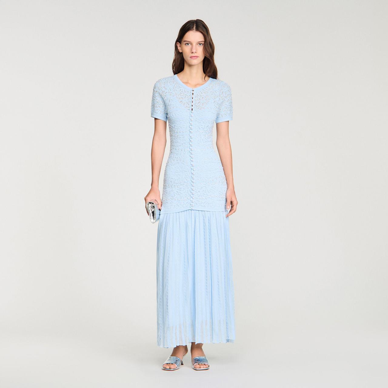 SANDRO bead-embellished Knit Maxi Dress