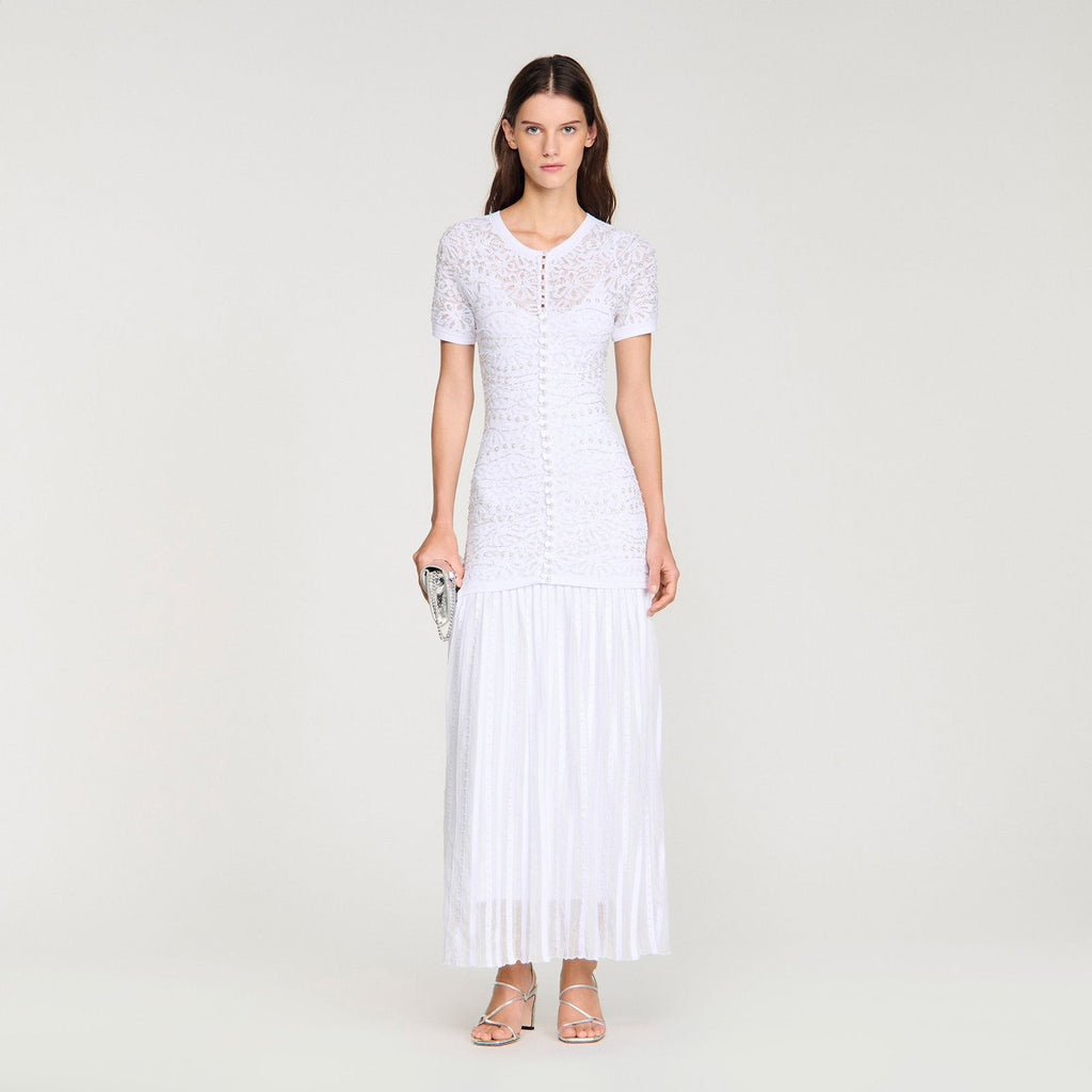 SANDRO bead-embellished Knit Maxi Dress