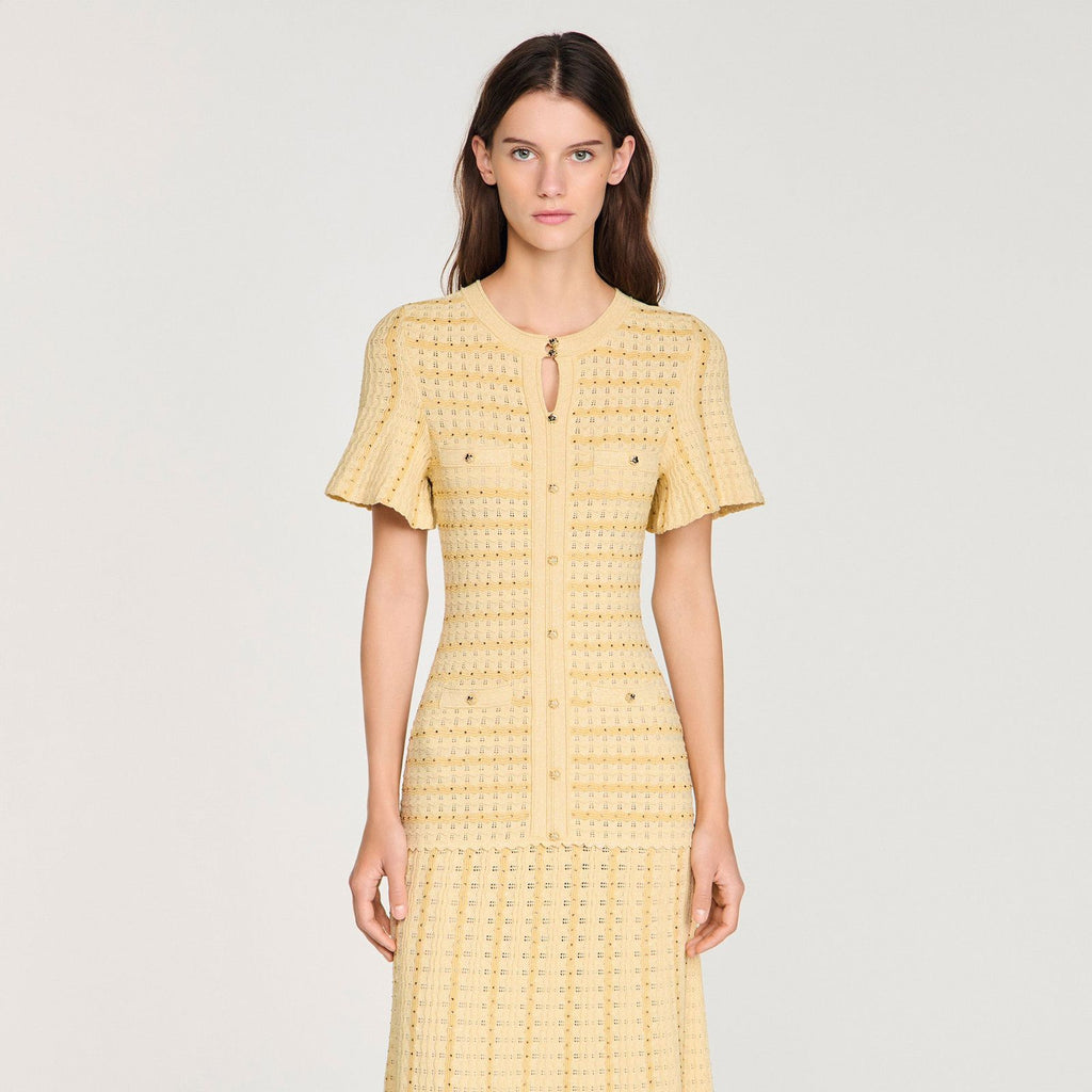 Sandro Diane Rhinestone Knit Maxi Dress
