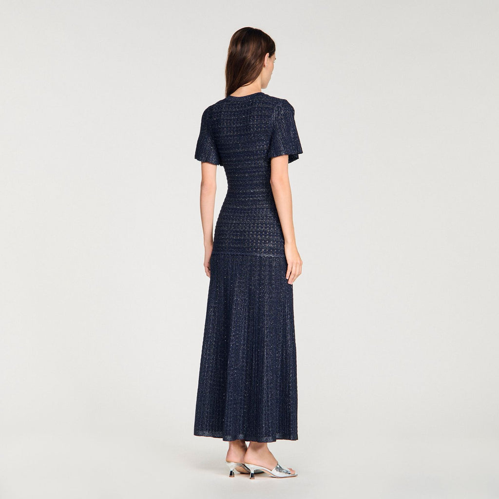 Sandro Diane Rhinestone Knit Maxi Dress