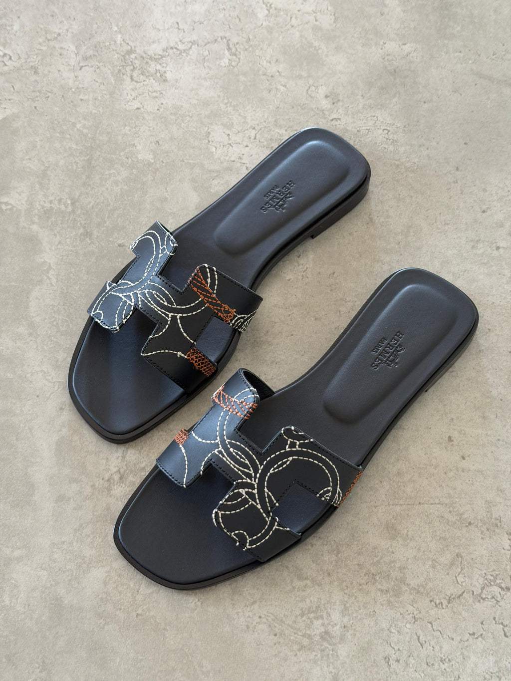 Hermes Oran Sandal in Panoplie Equestre Embroidered